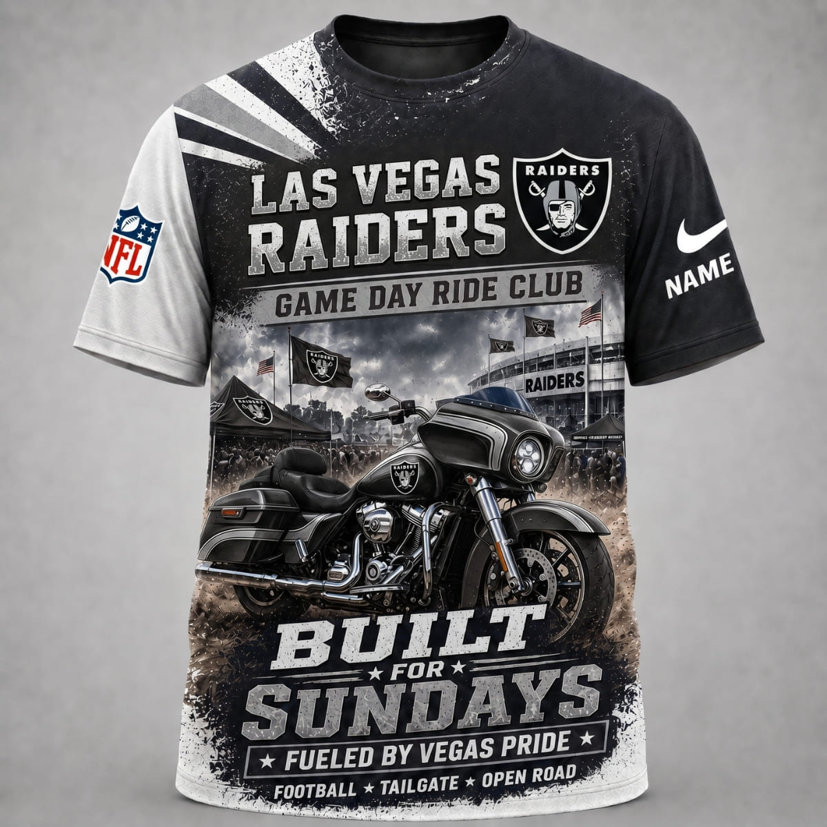 Personalized Las Vegas Raiders Game Day Ride Club Unisex T-Shirt – Custom Name | NFL Fan Outfit