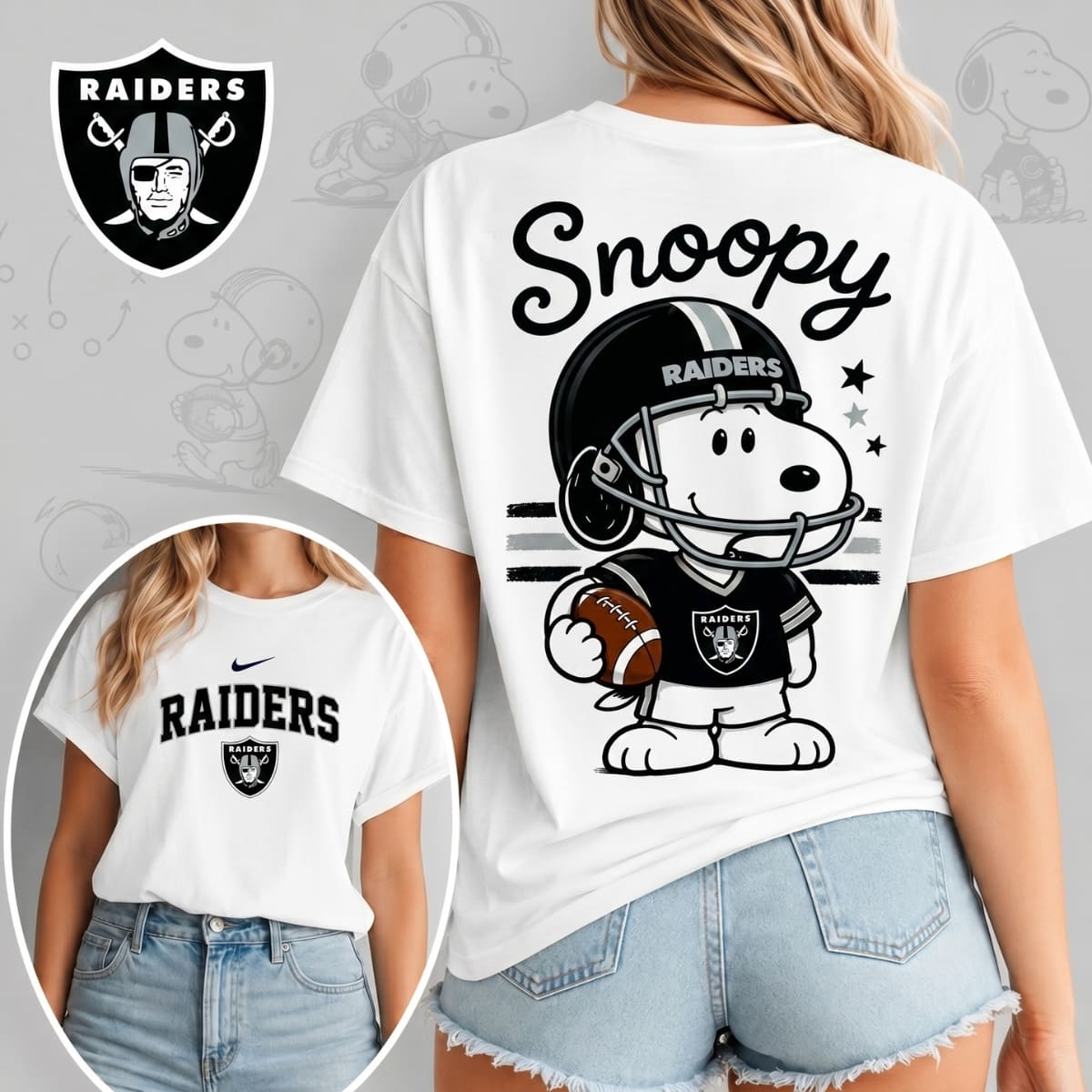 Las Vegas Raiders x Snoopy Football Game Day Unisex T-Shirt – NFL Fan Outfit