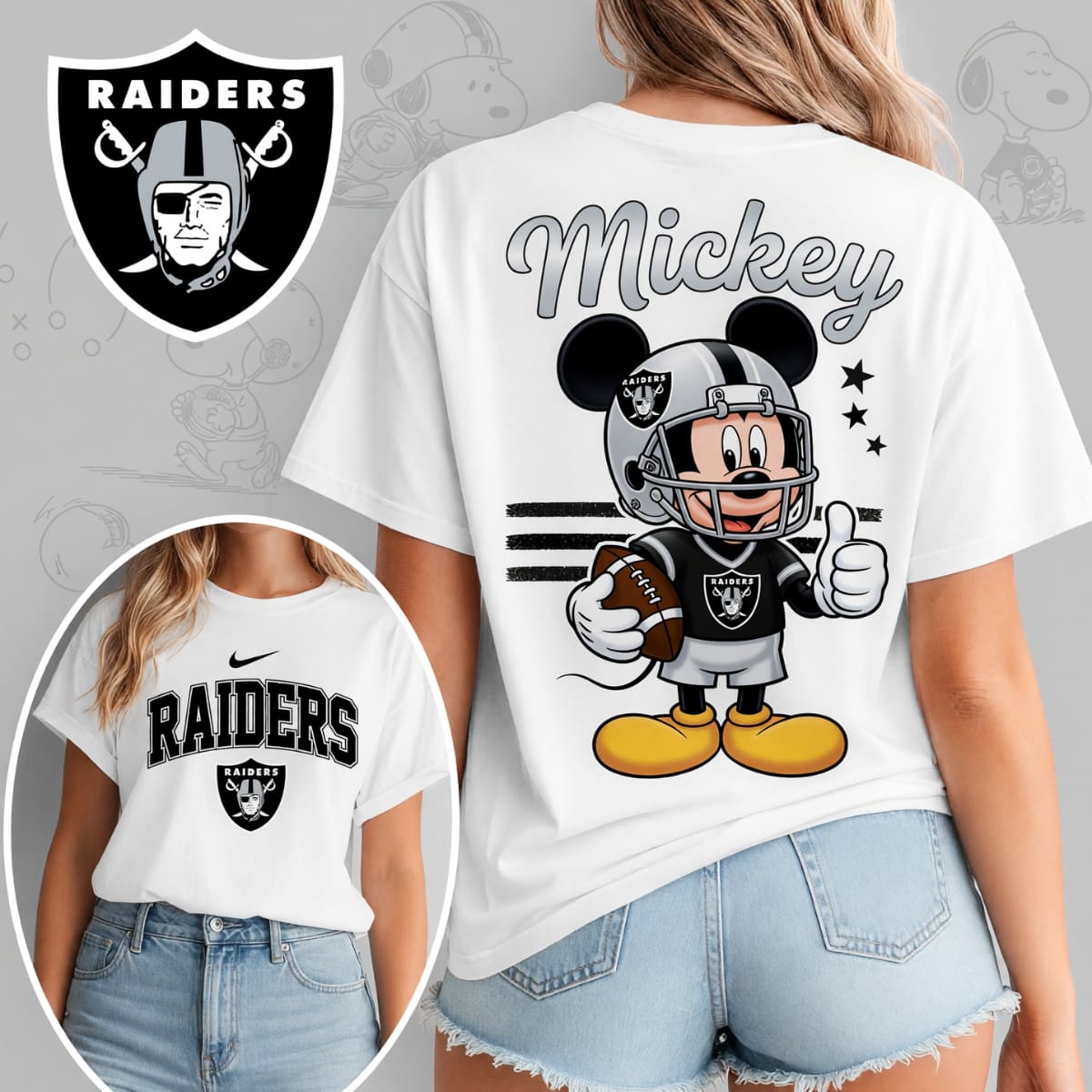 Las Vegas Raiders x Mickey Mouse Football Game Day Unisex T-Shirt – NFL Fan Outfit