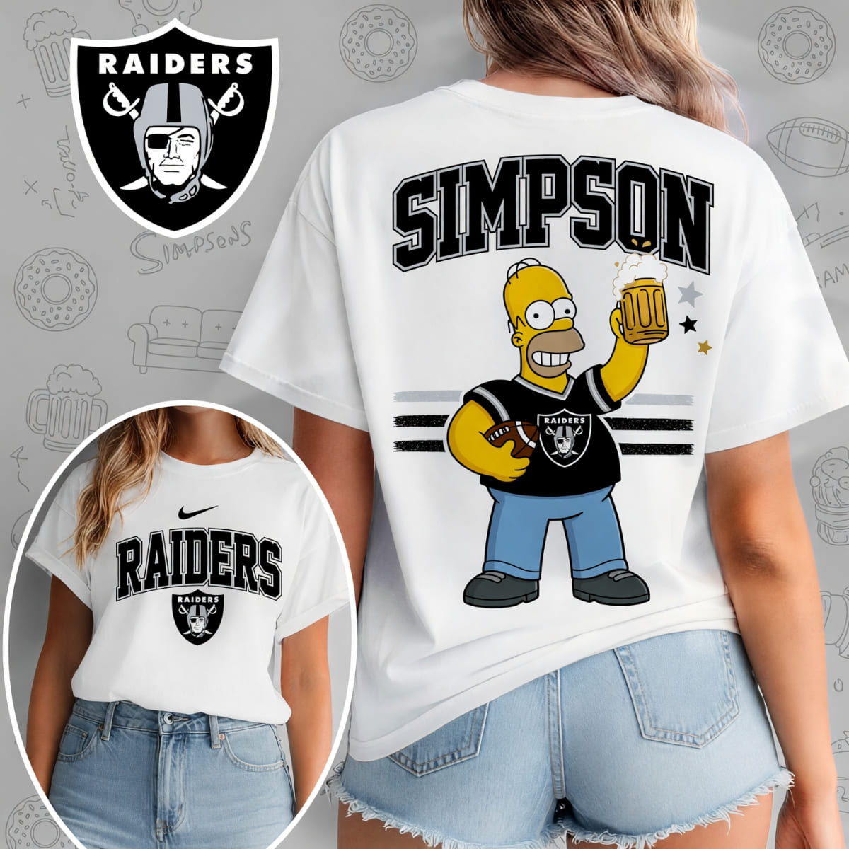 Las Vegas Raiders x The Simpsons Football Game Day Unisex T-Shirt – NFL Fan Outfit