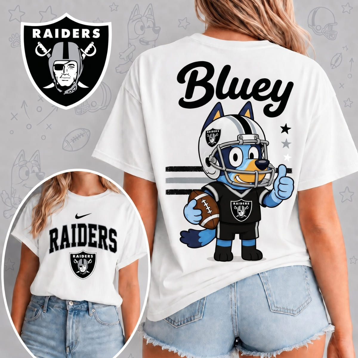 Las Vegas Raiders x Bluey Football Game Day Unisex T-Shirt – NFL Fan Outfit