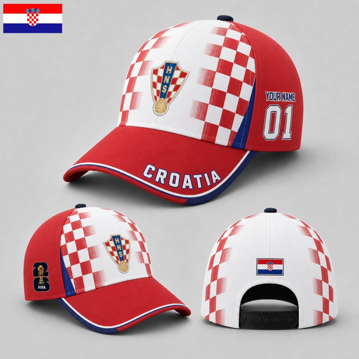 Personalized Croatia Baseball Cap – Home Jersey Inspired – Custom Name & Number | World Cup 2026