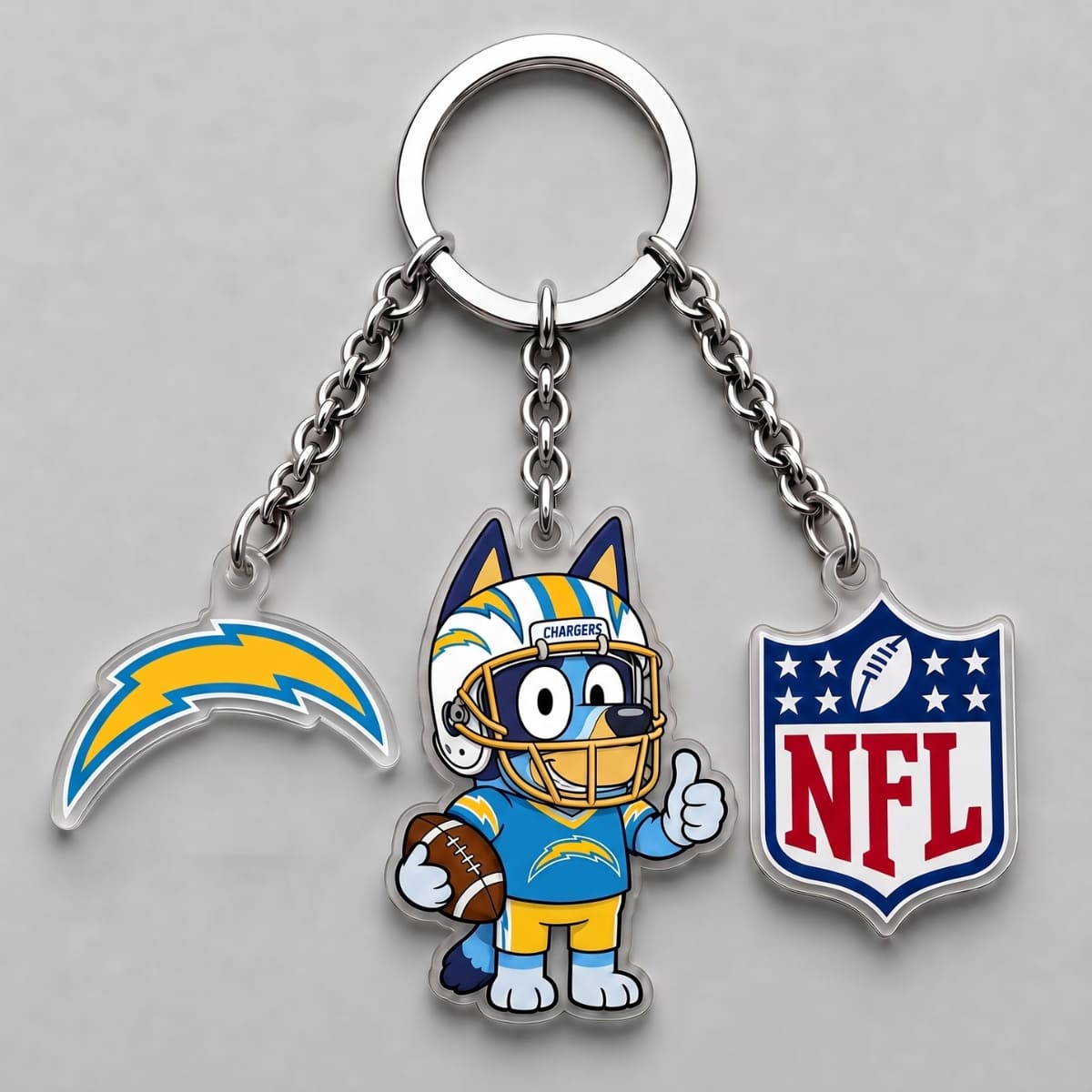 Los Angeles Chargers x Bluey Triple Charm Keychain | NFL Fan Gift