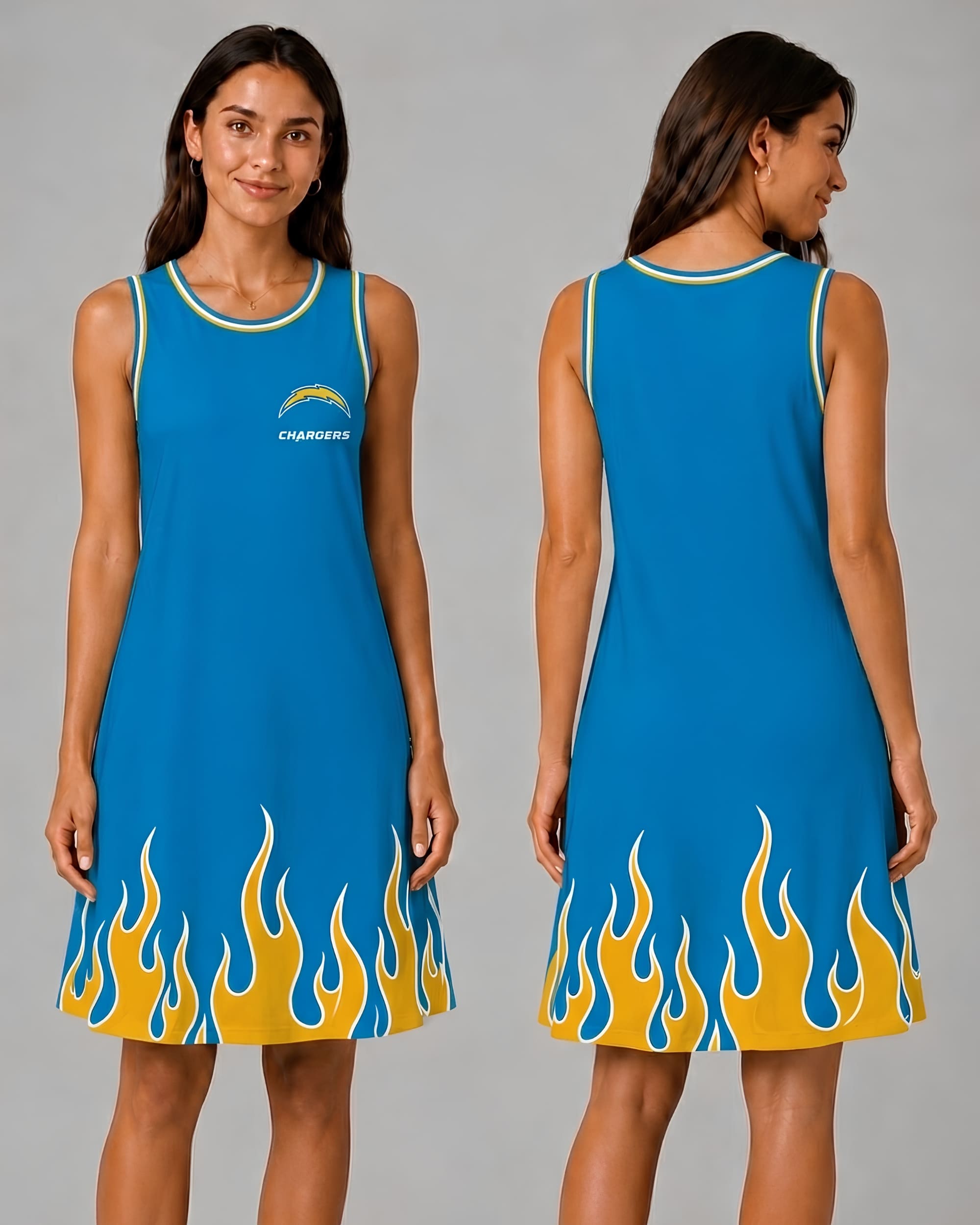 Los Angeles Chargers Flame Dress – Women’s NFL Game Day Outfit