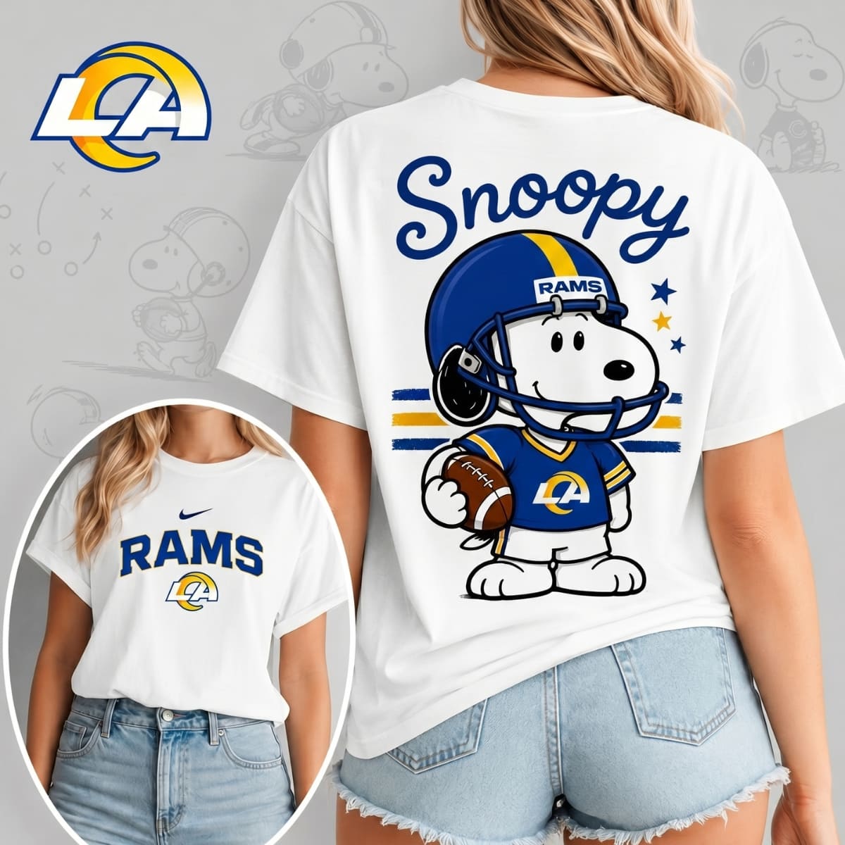 Los Angeles Rams x Snoopy Football Game Day Unisex T-Shirt – NFL Fan Outfit