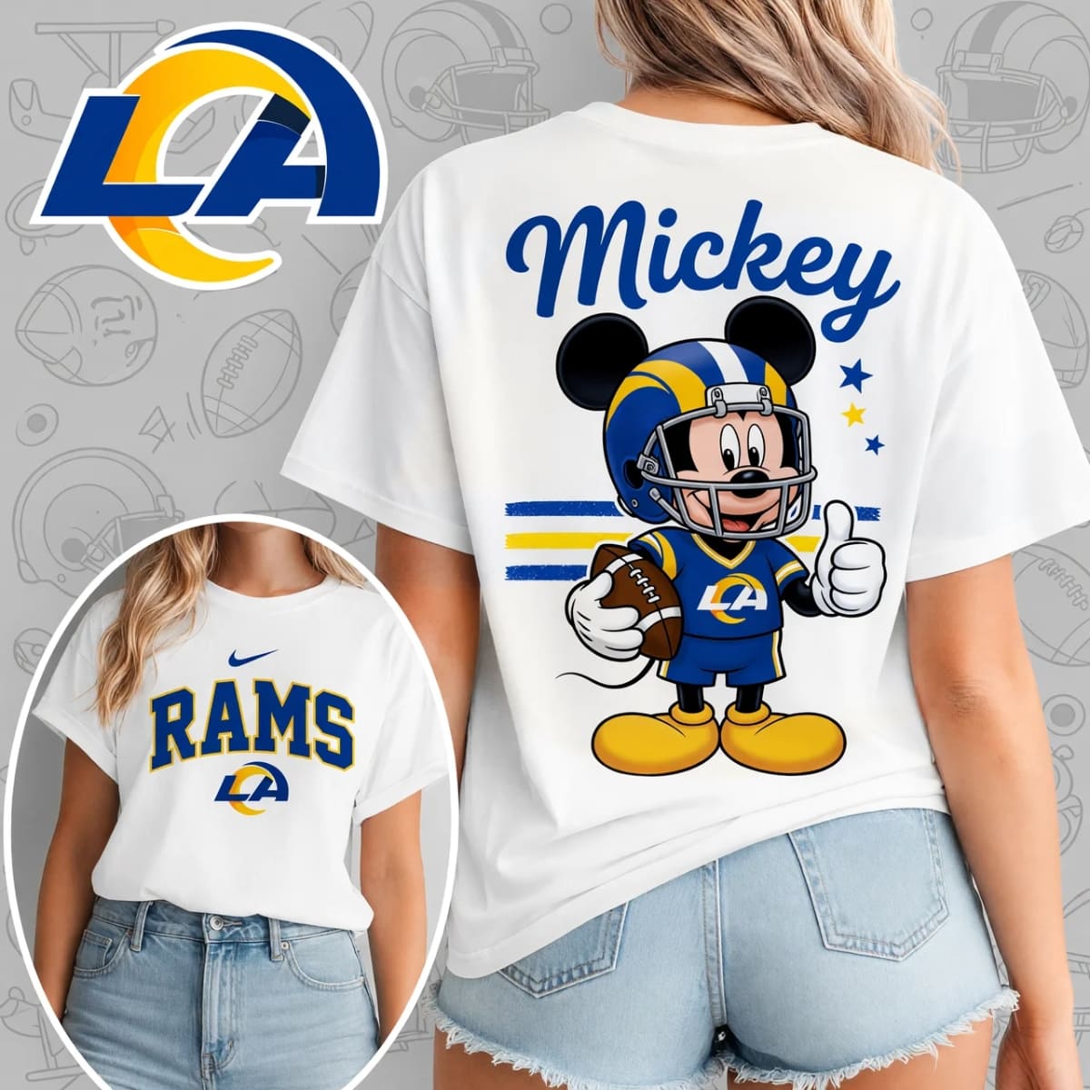 Los Angeles Rams x Mickey Mouse Football Game Day Unisex T-Shirt – NFL Fan Outfit