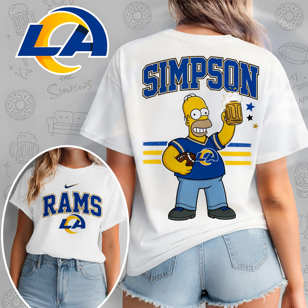 Los Angeles Rams x The Simpsons Football Game Day Unisex T-Shirt – NFL Fan Outfit