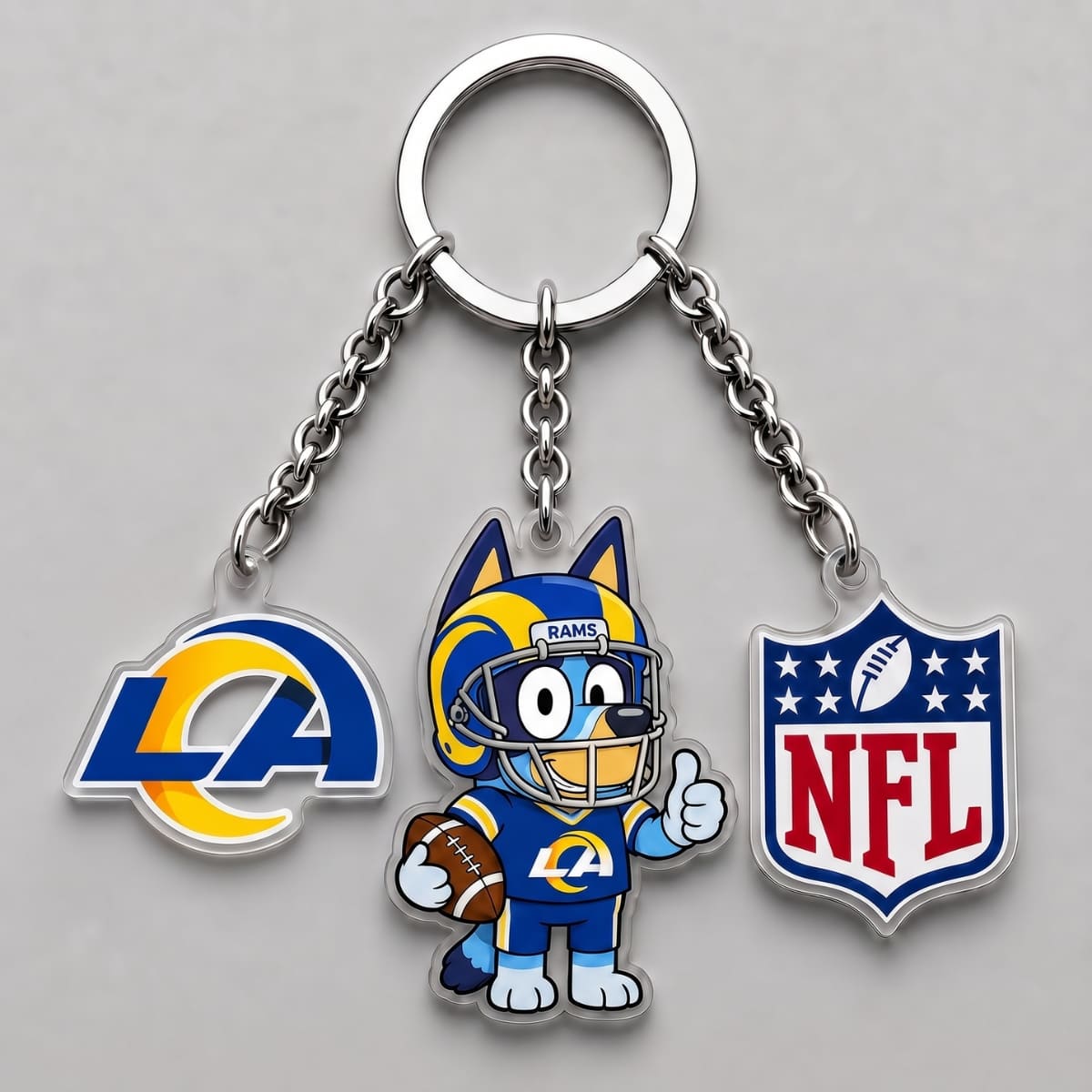 Los Angeles Rams x Bluey Triple Charm Keychain | NFL Fan Gift