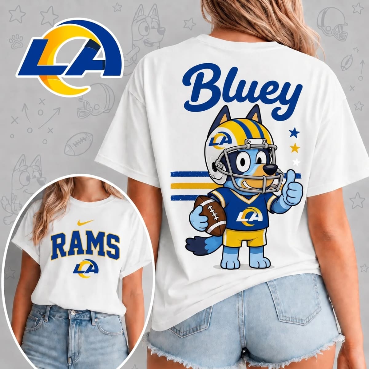 Los Angeles x Bluey Football Game Day Unisex T-Shirt – NFL Fan Outfit