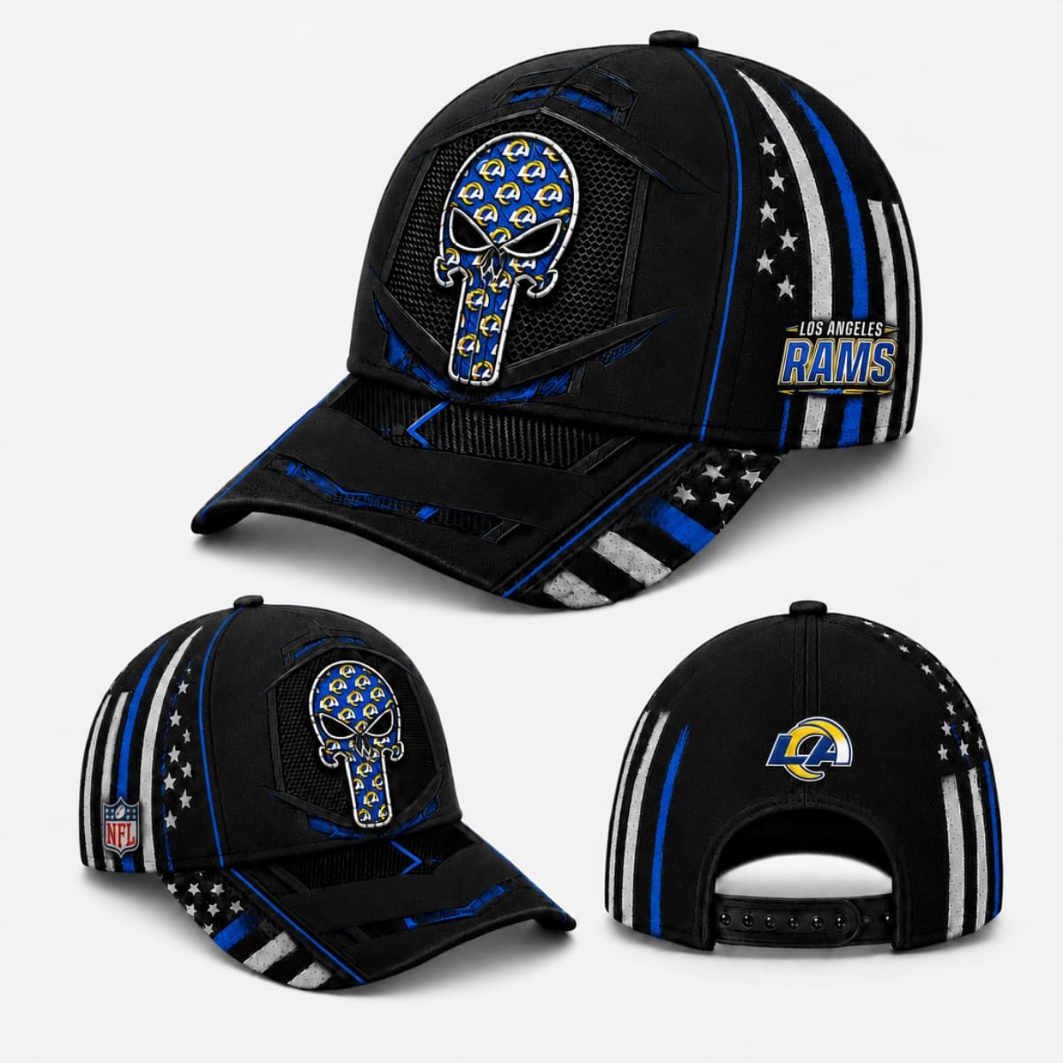 Personalized Los Angeles Rams Tactical Skull Cap – Custom Name | NFL Outfit