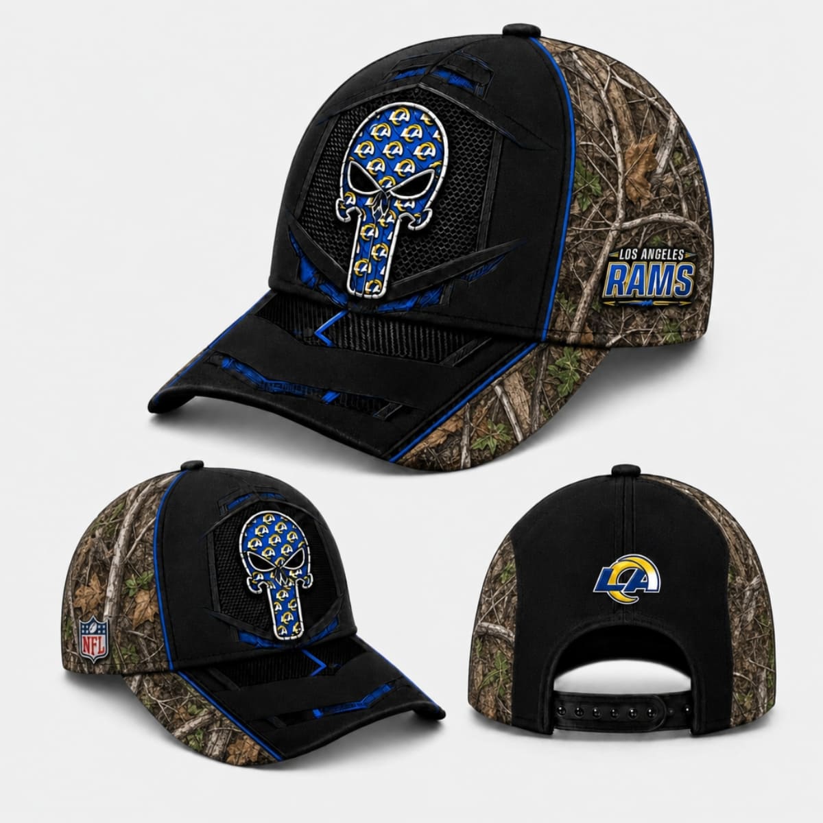 Los Angeles Rams Tactical Camo Skull Cap – Custom Name | NFL Fan Outfit