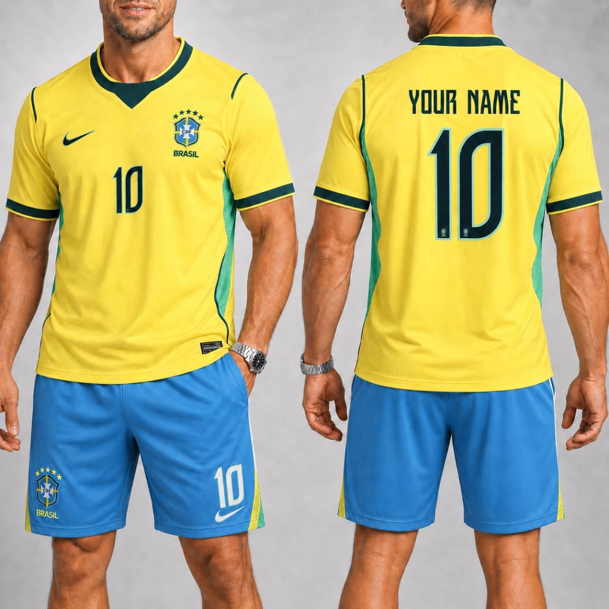 Personalized Brazil Home Jersey & Shorts Set – Custom Name & Number | World Cup 2026