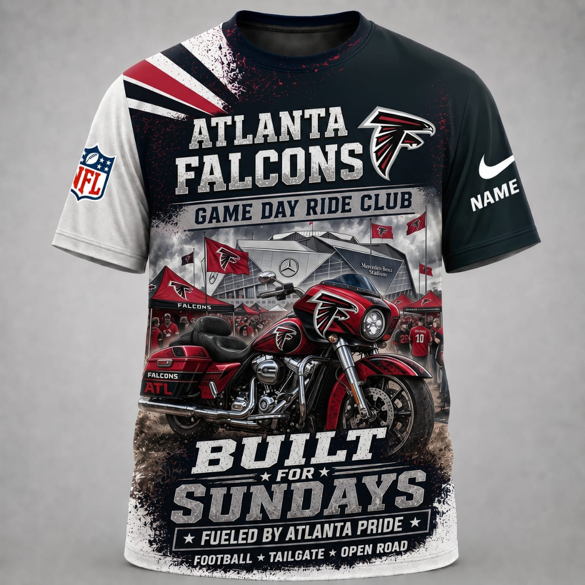 Personalized Atlanta Falcons Game Day Ride Club Unisex T-Shirt – Custom Name | NFL Fan Outfit