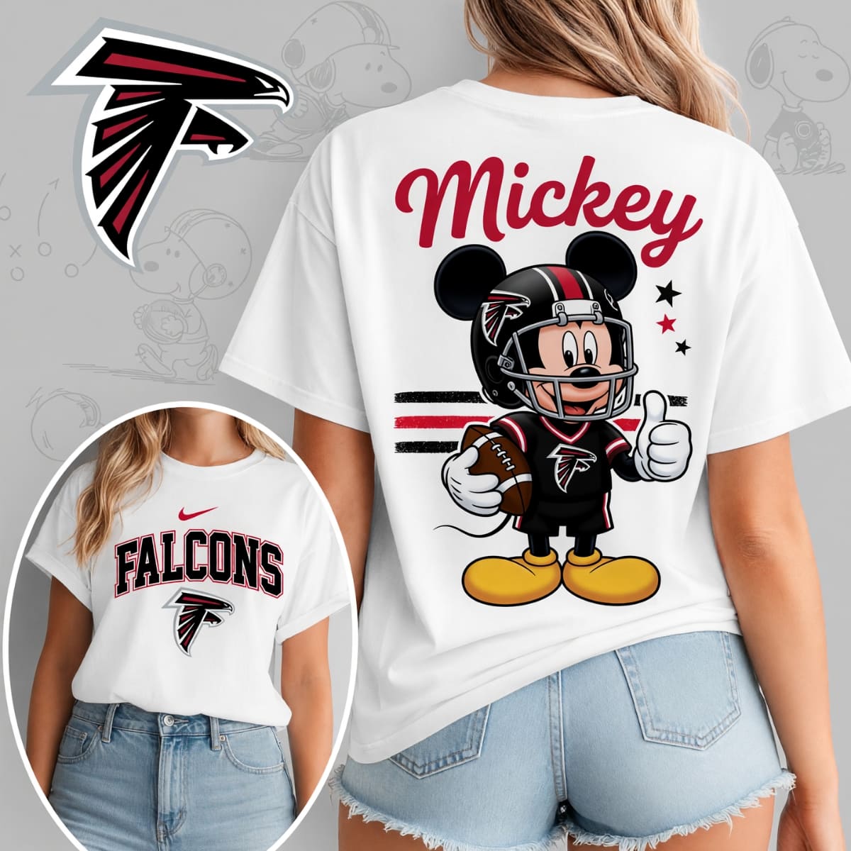 Atlanta Falcons x Mickey Mouse Football Game Day Unisex T-Shirt – NFL Fan Outfit