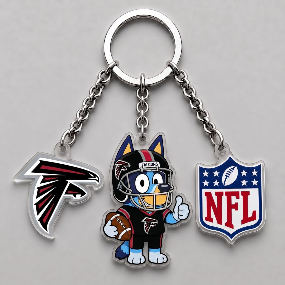 Atlanta Falcons x Bluey Triple Charm Keychain | NFL Fan Gift