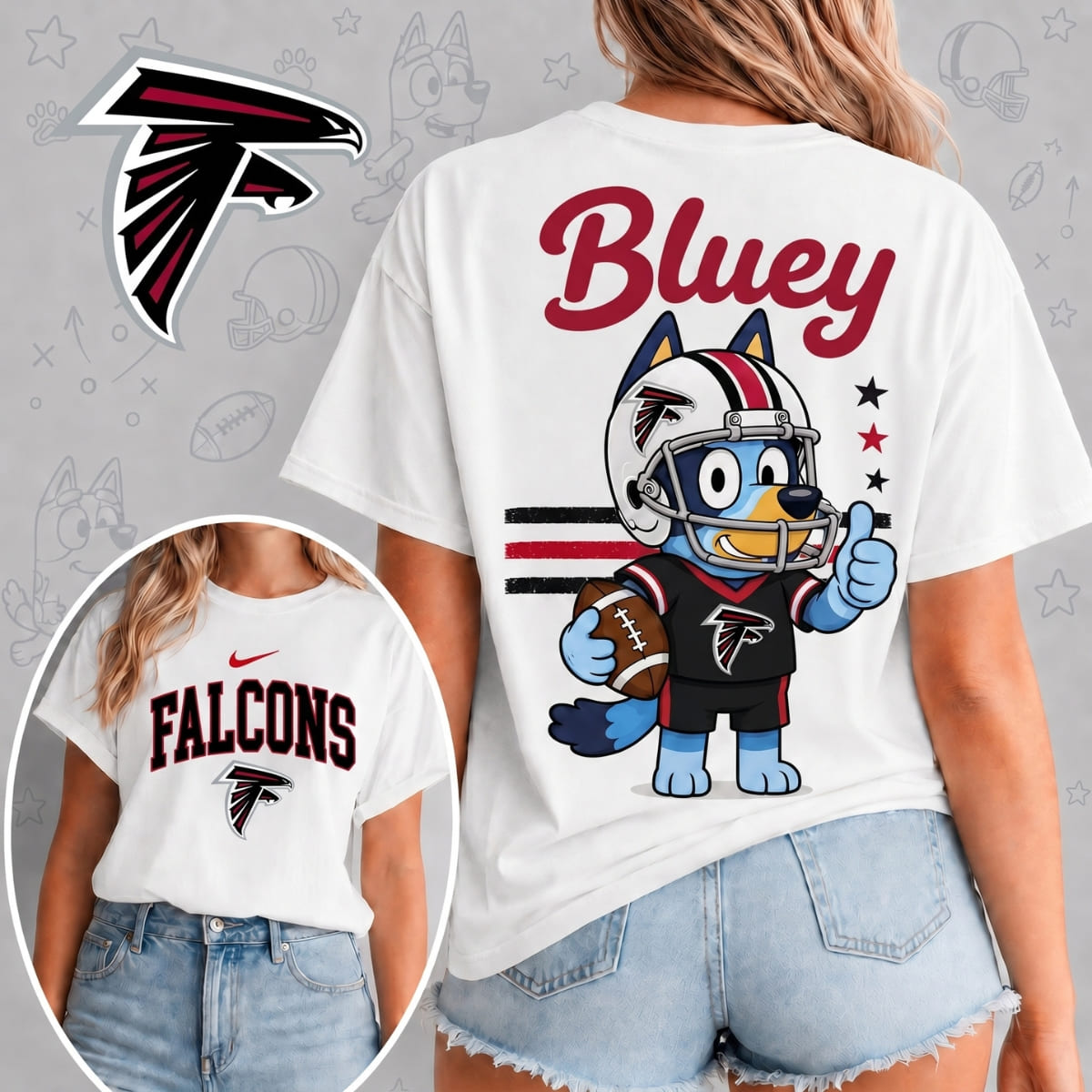 Atlanta Falcons x Bluey Football Game Day Unisex T-Shirt – NFL Fan Outfit