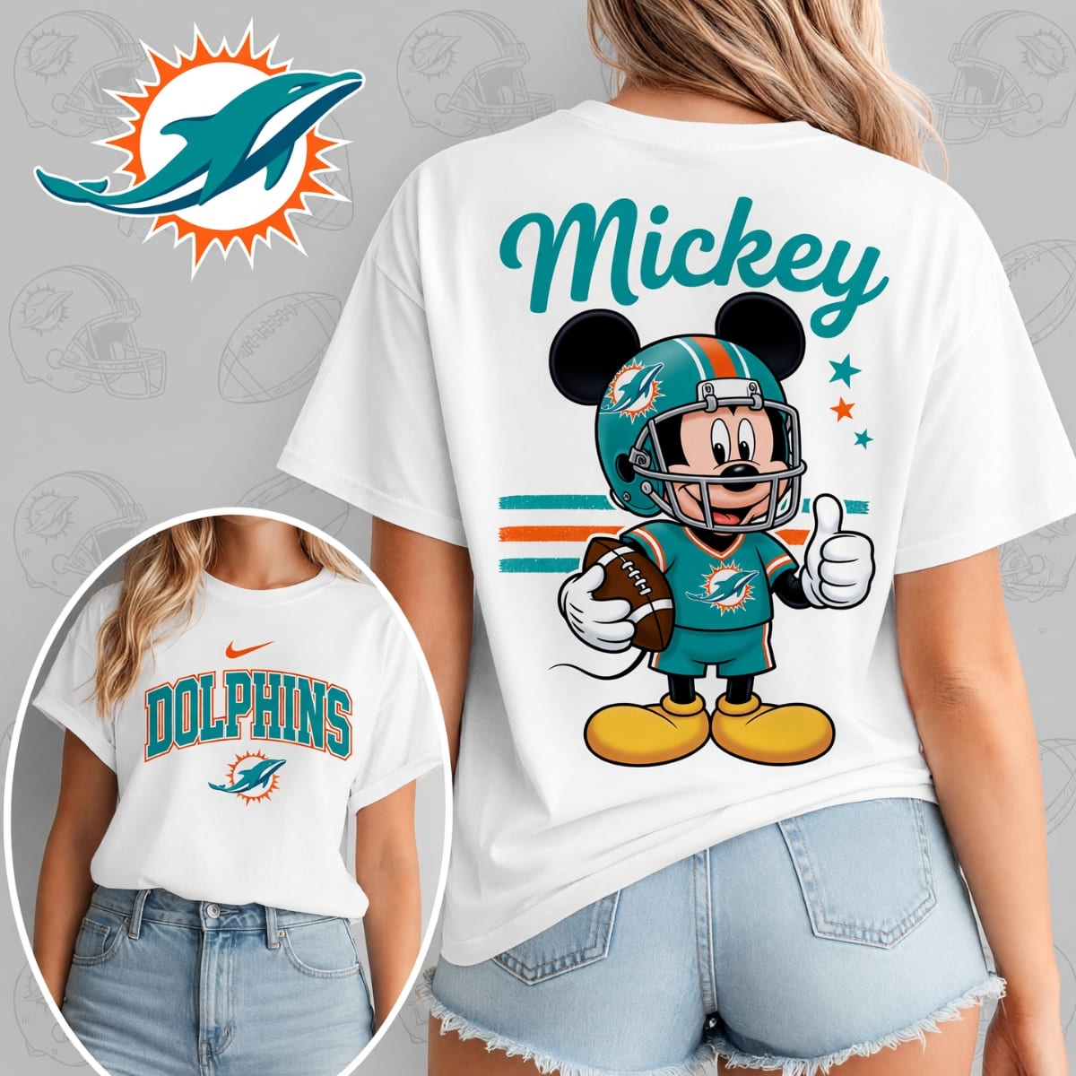 Miami Dolphins x Mickey Mouse Football Game Day Unisex T-Shirt – NFL Fan Outfit