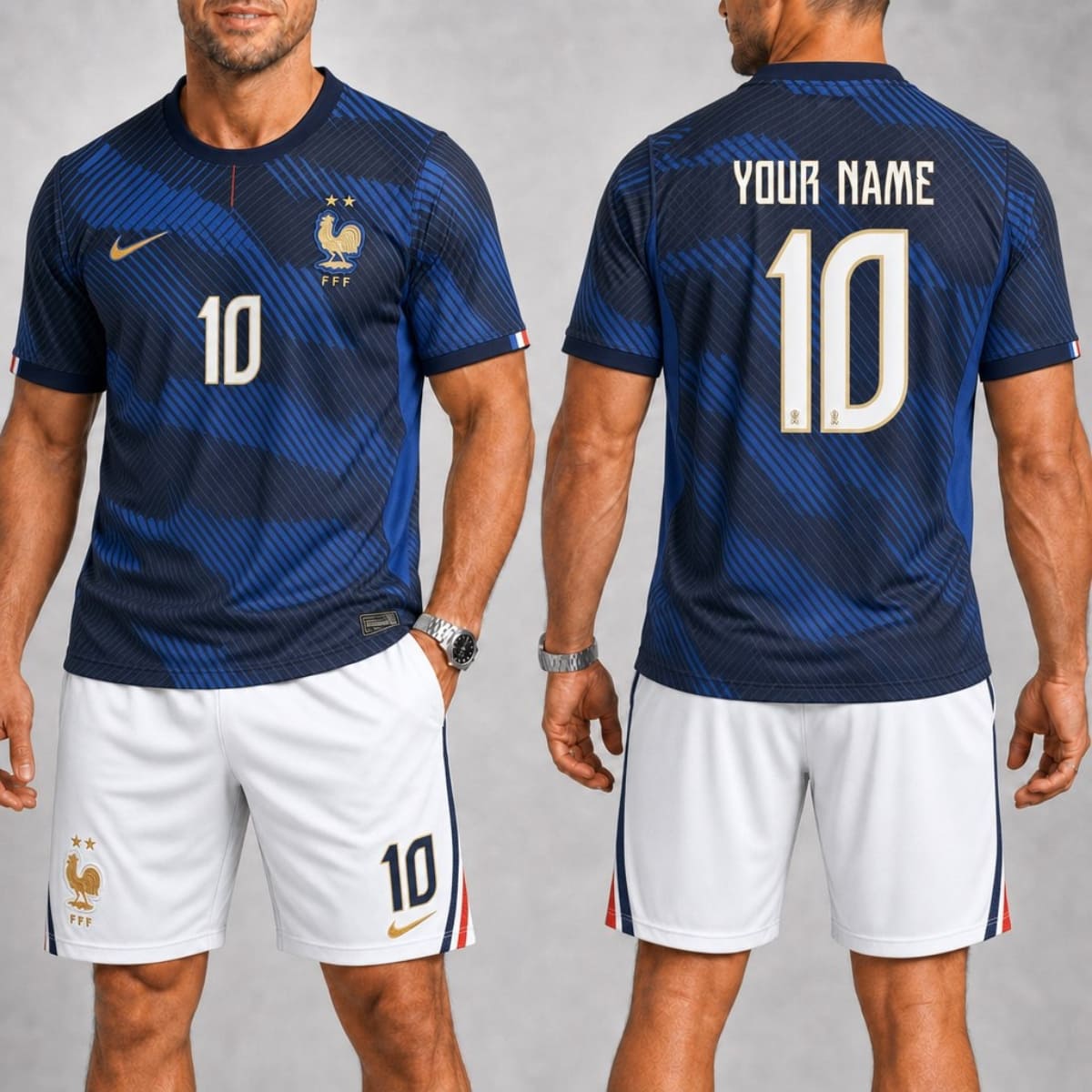 Personalized France Home Jersey & Shorts Set – Custom Name & Number | World Cup 2026