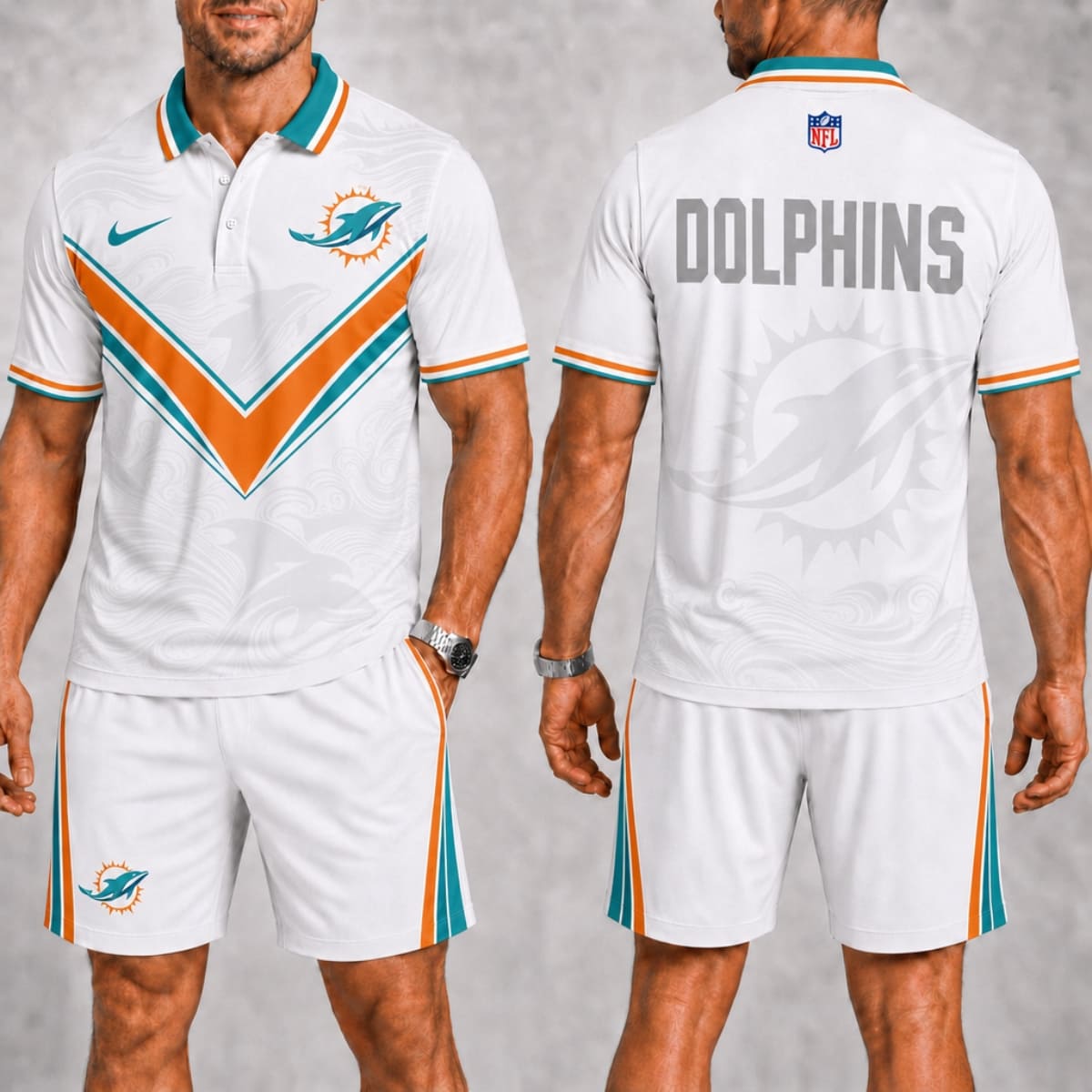 Miami Dolphins Polo Shirt & Shorts Set – NFL Fan Outfit
