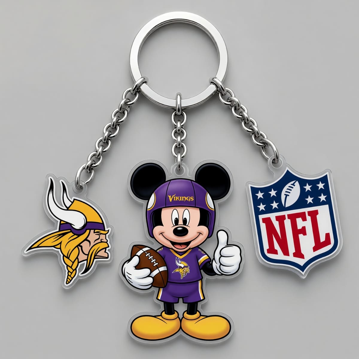 Minnesota Vikings x Mickey Triple Charm Keychain | NFL Fan Gift