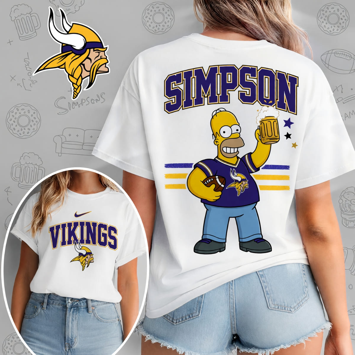 Minnesota Vikings x The Simpsons Football Game Day Unisex T-Shirt – NFL Fan Outfit
