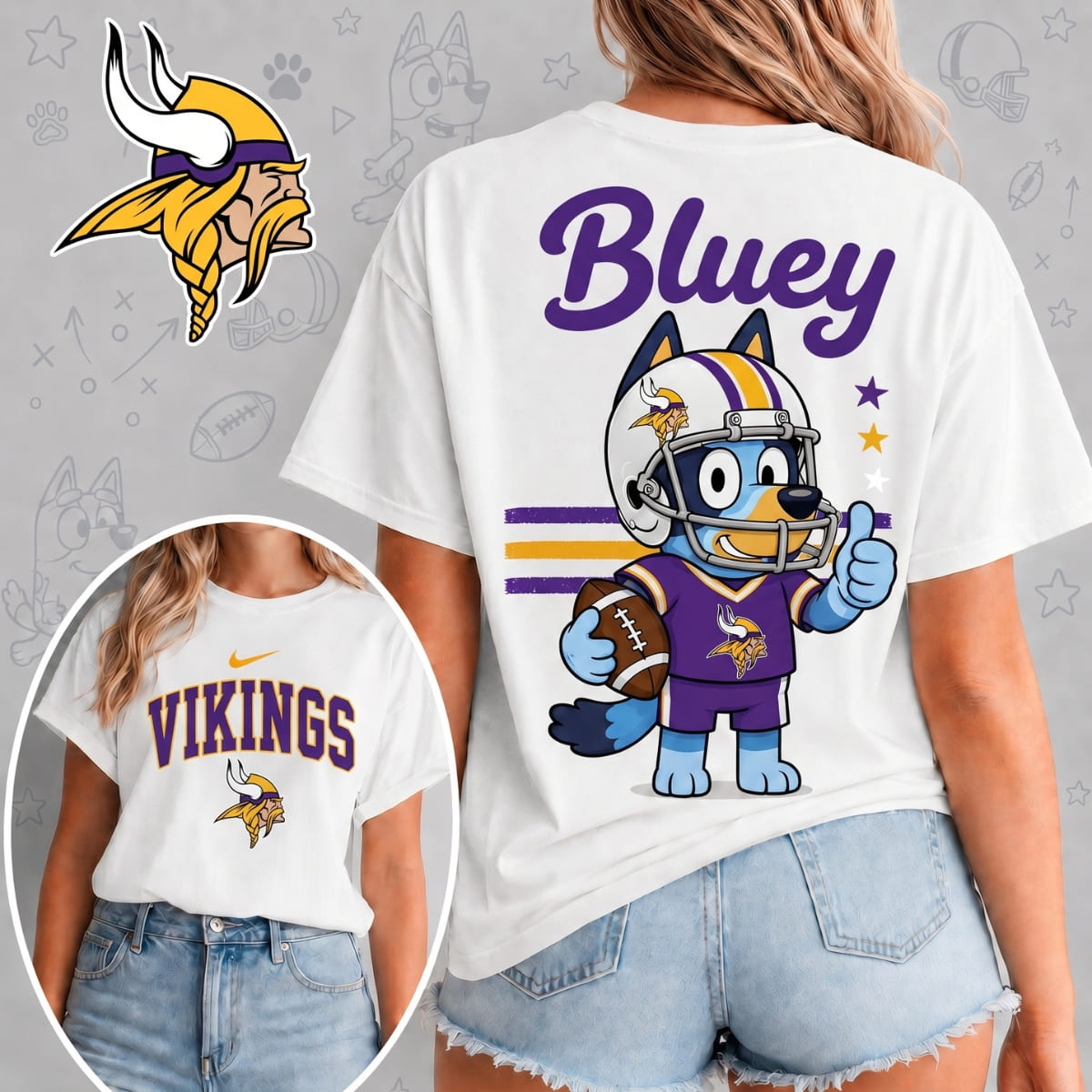 Minnesota Vikings x Bluey Football Game Day Unisex T-Shirt – NFL Fan Outfit