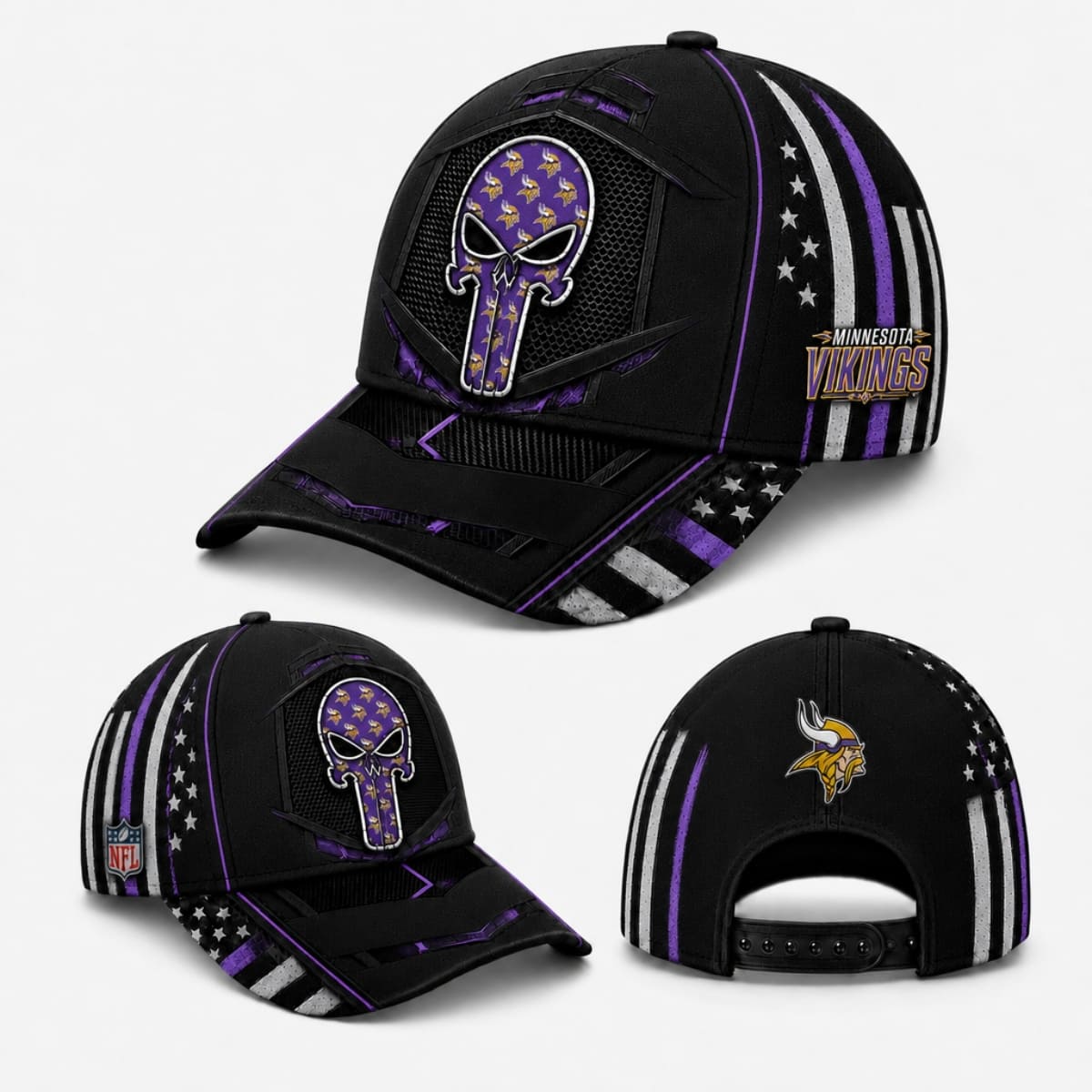 Personalized Minnesota Vikings Tactical Skull Cap – Custom Name | NFL Outfit