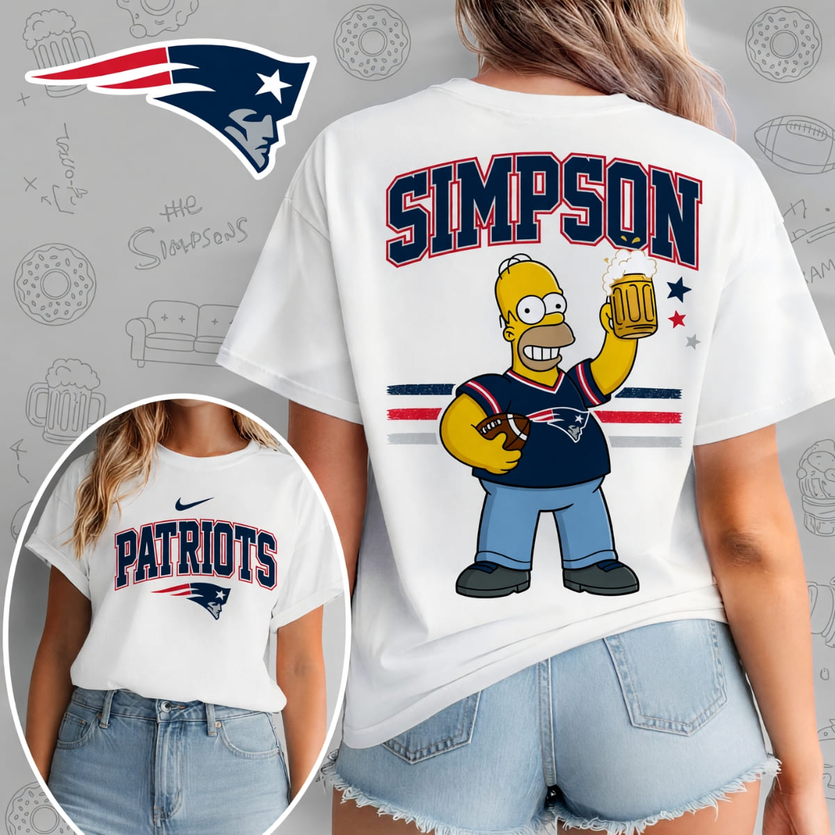 New England Patriots x The Simpsons Football Game Day Unisex T-Shirt – NFL Fan Outfit
