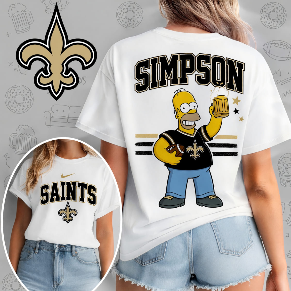 New Orleans Saints x The Simpsons Football Game Day Unisex T-Shirt – NFL Fan Outfit