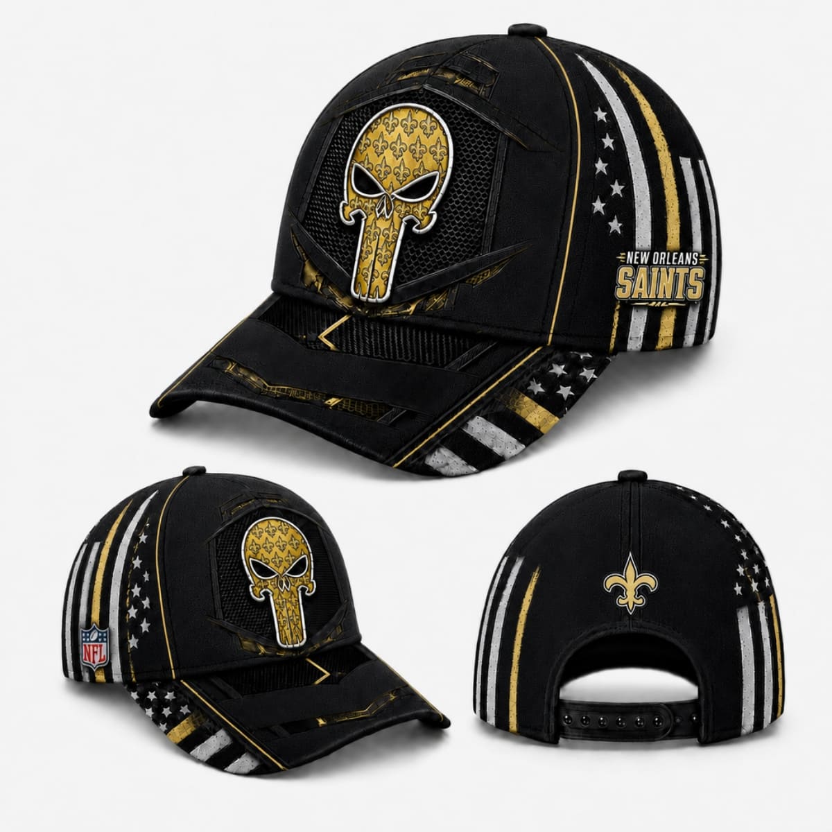 Personalized New Orleans Saints Tactical Skull Cap – Custom Name | NFL Outfit