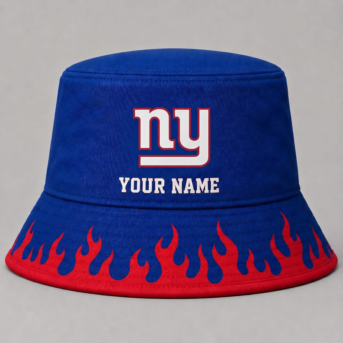 Personalized New York Giants Flame Brim Bucket Hat – Custom Name | NFL Fan Outfit