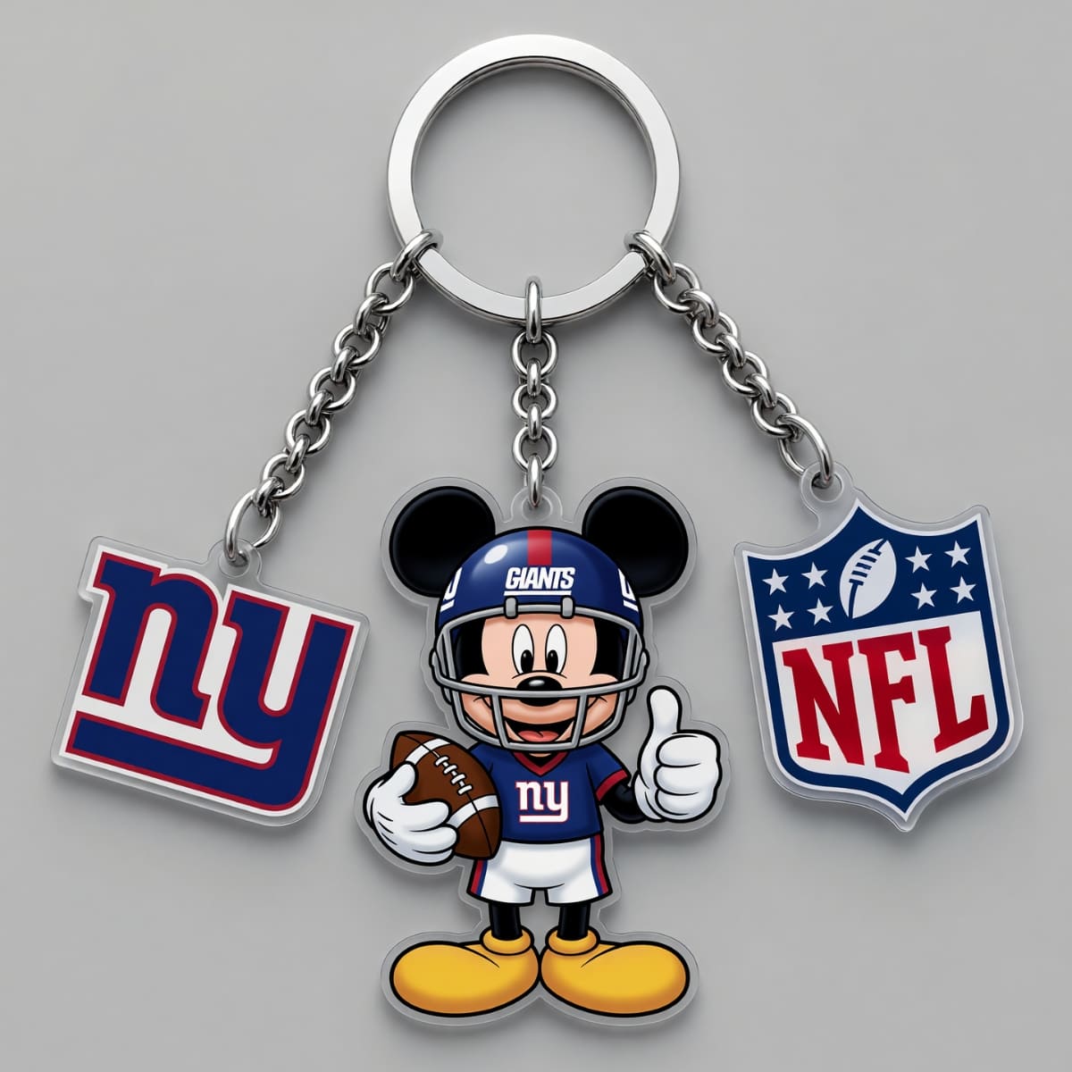 New York Giants x Mickey Triple Charm Keychain | NFL Fan Gift