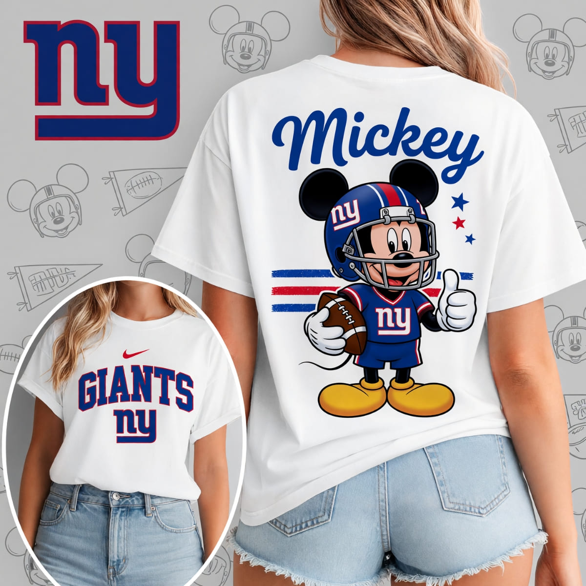 New York Giants x Mickey Mouse Football Game Day Unisex T-Shirt – NFL Fan Outfit
