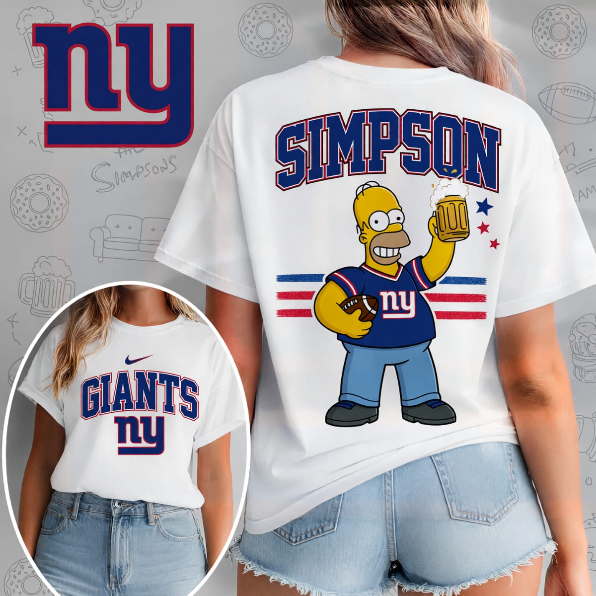 New York Giants x The Simpsons Football Game Day Unisex T-Shirt – NFL Fan Outfit