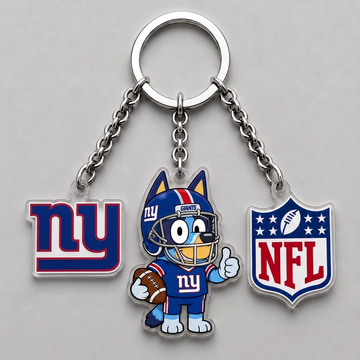 New York Giants x Bluey Triple Charm Keychain | NFL Fan Gift