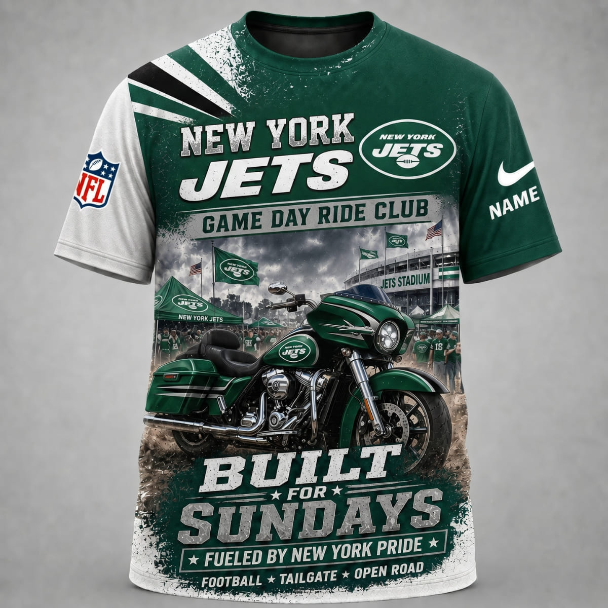 Personalized New York Jets Game Day Ride Club Unisex T-Shirt – Custom Name | NFL Fan Outfit