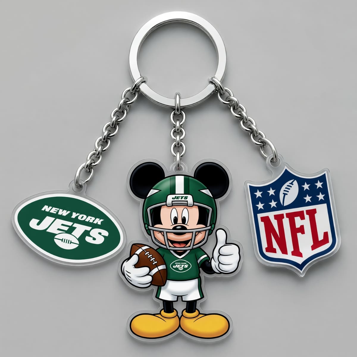 New York Jets x Mickey Triple Charm Keychain | NFL Fan Gift