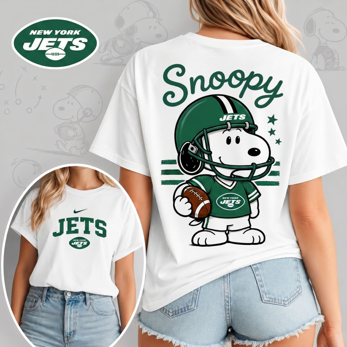 New York Jets x Snoopy Football Game Day Unisex T-Shirt – NFL Fan Outfit
