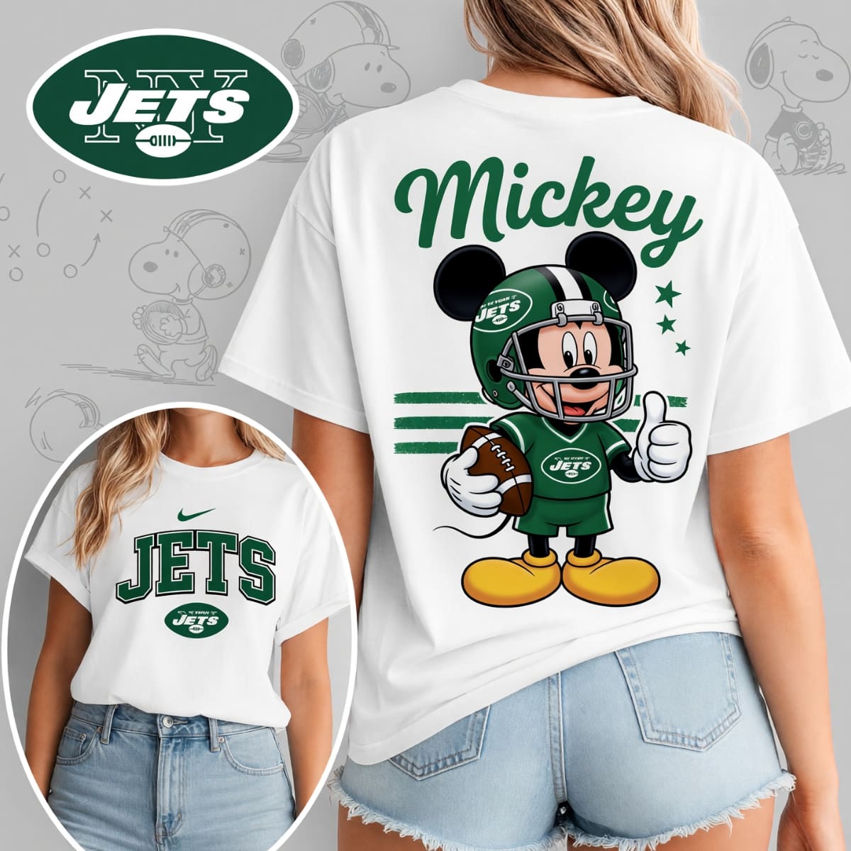 New York Jets x Mickey Mouse Football Game Day Unisex T-Shirt – NFL Fan Outfit