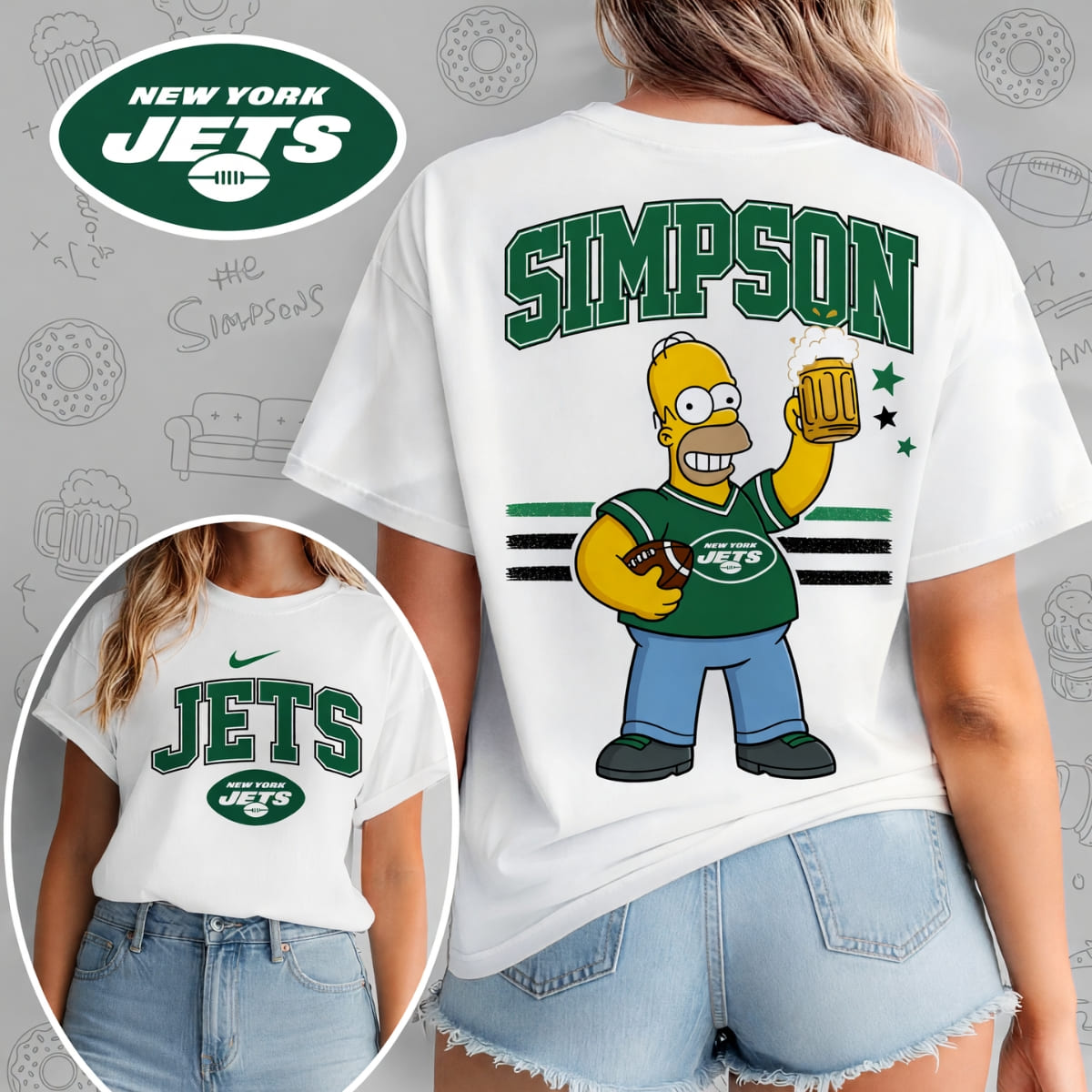 New York Jets x The Simpsons Football Game Day Unisex T-Shirt – NFL Fan Outfit