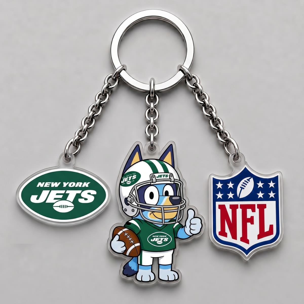 New York Jets x Bluey Triple Charm Keychain | NFL Fan Gift