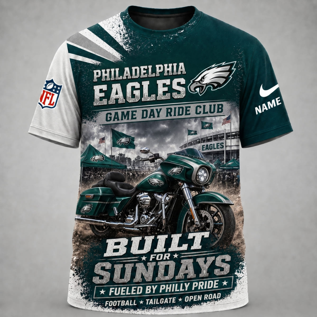 Personalized Philadelphia Eagles Game Day Ride Club Unisex T-Shirt – Custom Name | NFL Fan Outfit