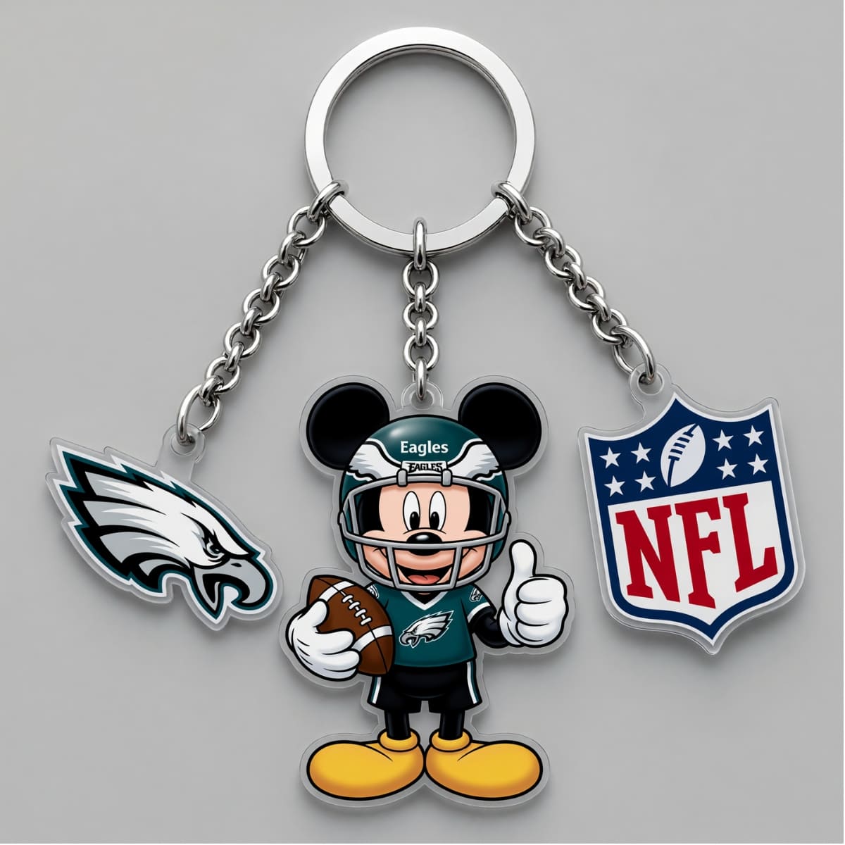 Philadelphia Eagles x Mickey Triple Charm Keychain | NFL Fan Gift