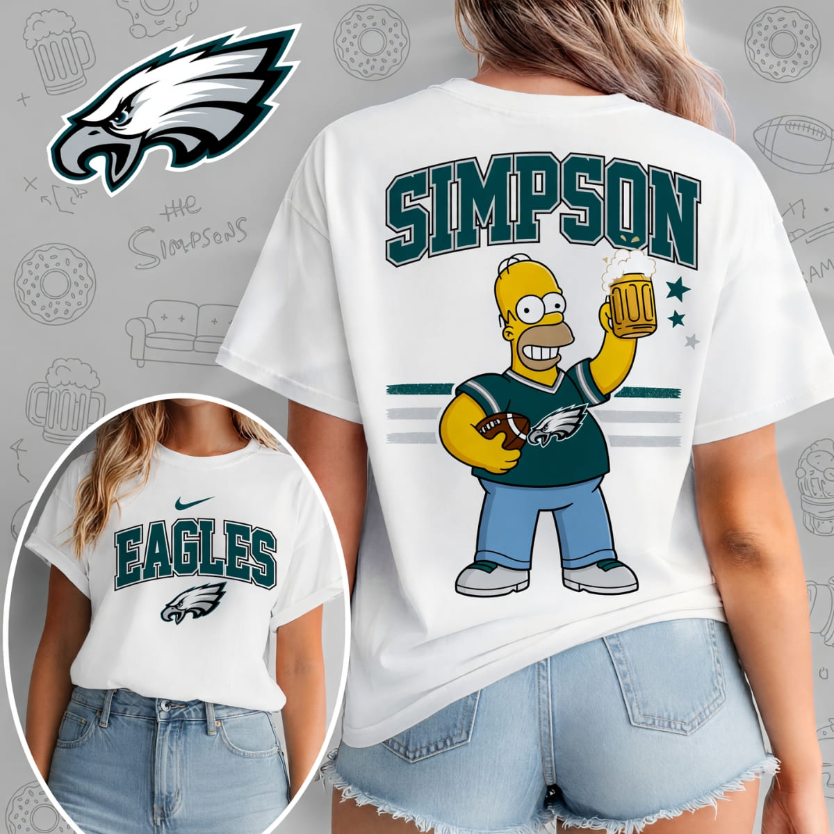 Philadelphia Eagles x The Simpsons Football Game Day Unisex T-Shirt – NFL Fan Outfit
