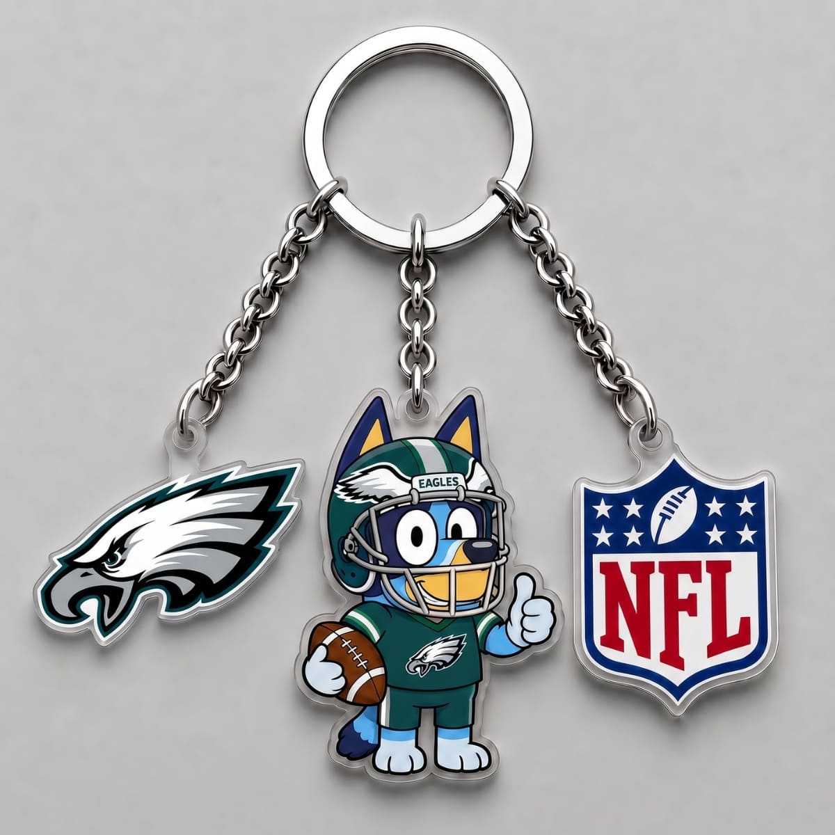 Philadelphia Eagles x Bluey Triple Charm Keychain | NFL Fan Gift