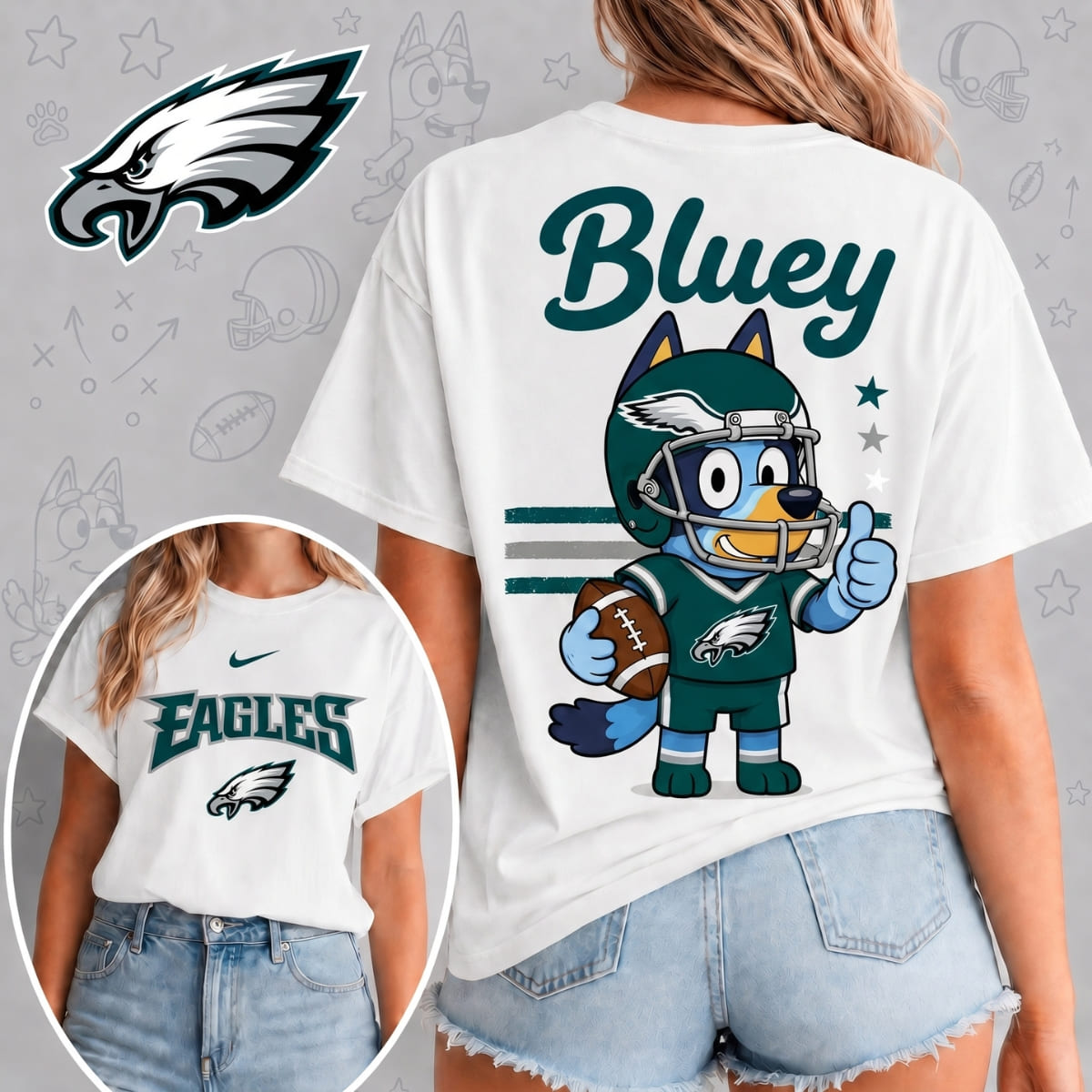 Philadelphia Eagles x Bluey Football Game Day Unisex T-Shirt – NFL Fan Outfit