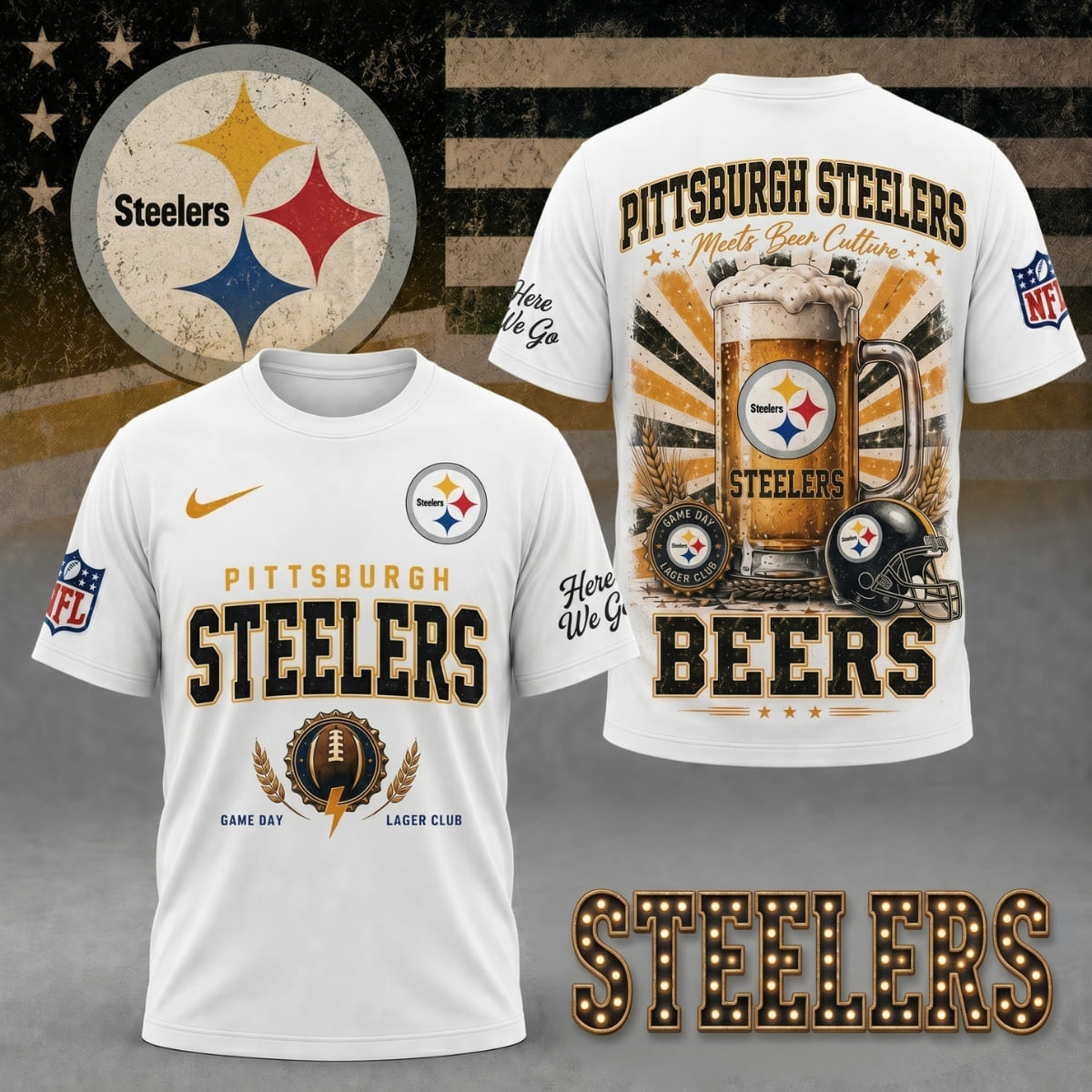 Pittsburgh Steelers Game Day Lager Club Unisex T-Shirt – NFL Fan Outfit