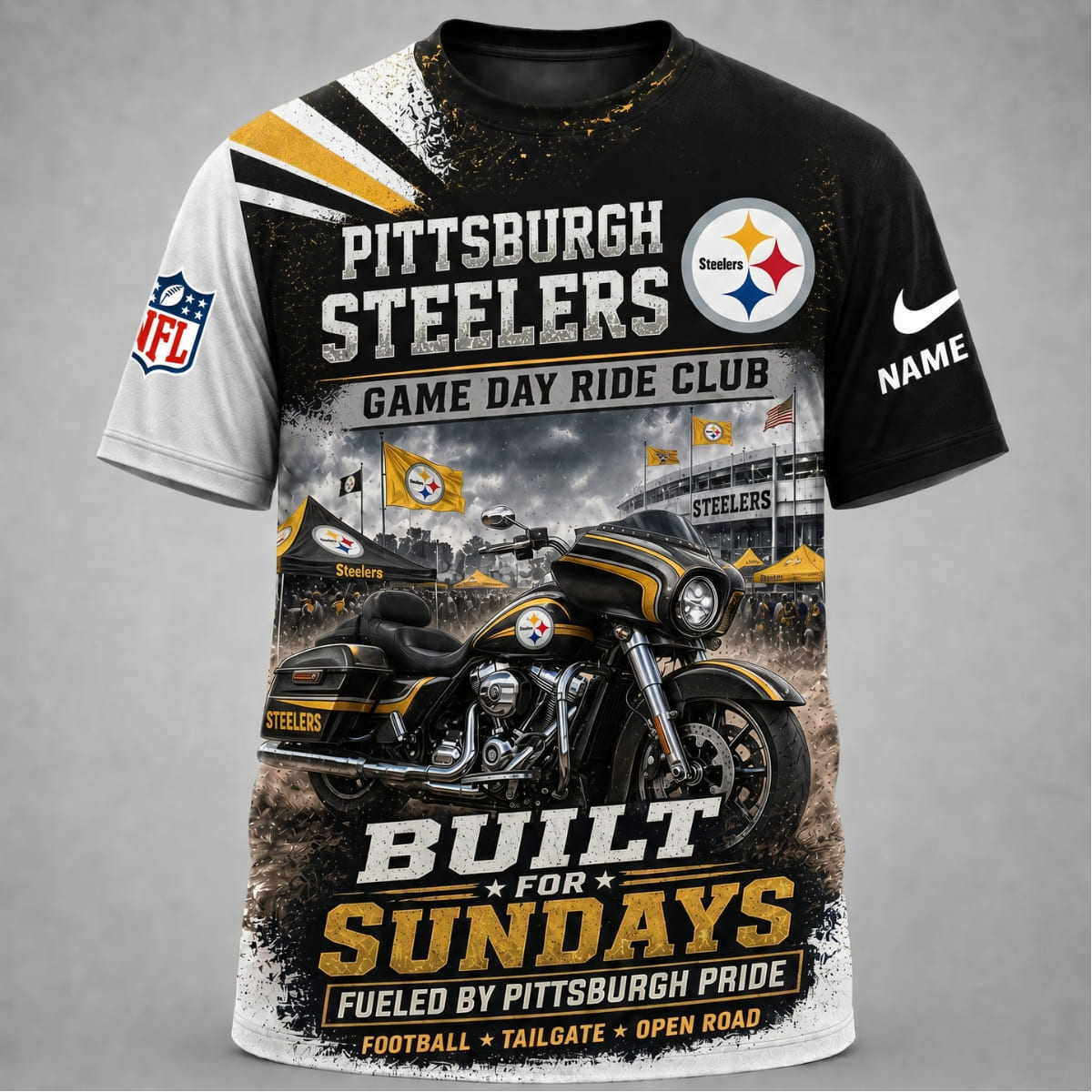 Personalized Pittsburgh Steelers Game Day Ride Club Unisex T-Shirt – Custom Name | NFL Fan Outfit