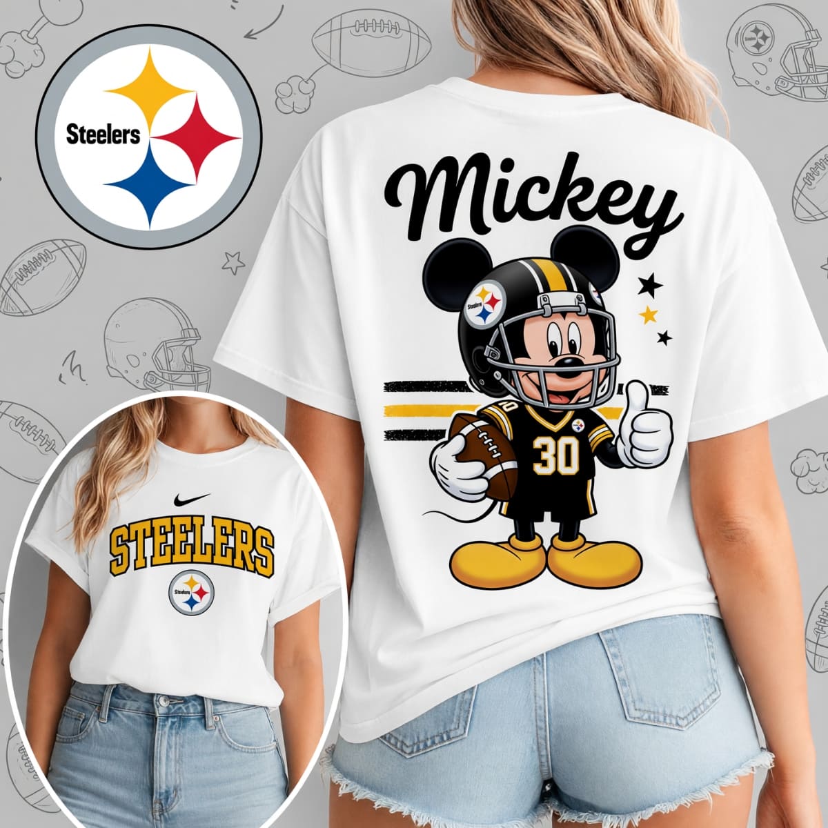 Pittsburgh Steelers x Mickey Mouse Football Game Day Unisex T-Shirt – NFL Fan Outfit