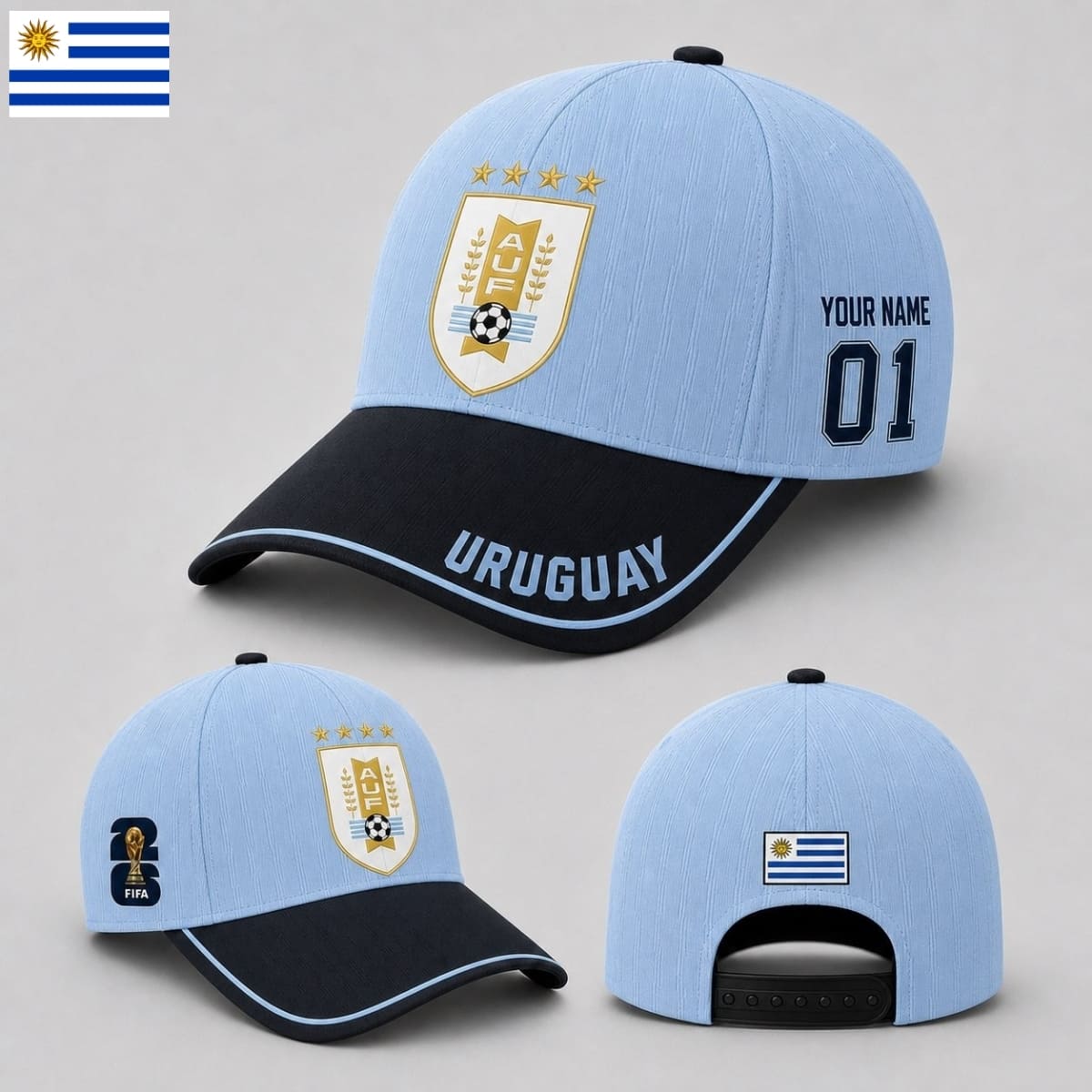 Personalized Uruguay Baseball Cap – Home Jersey Inspired – Custom Name & Number | World Cup 2026